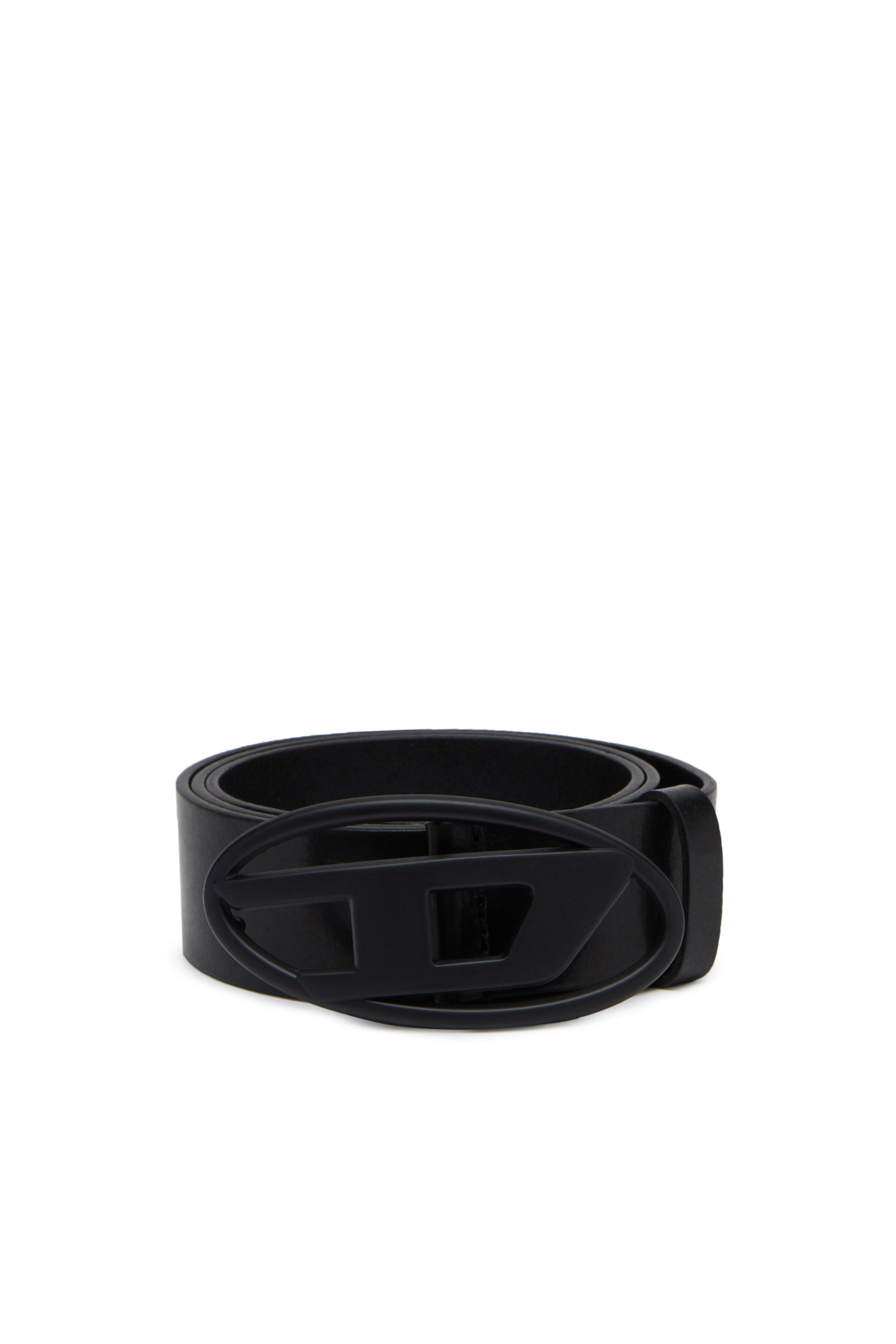 Diesel - B-1DR, Unisex Leather belt with tonal buckle in Black - Image 1