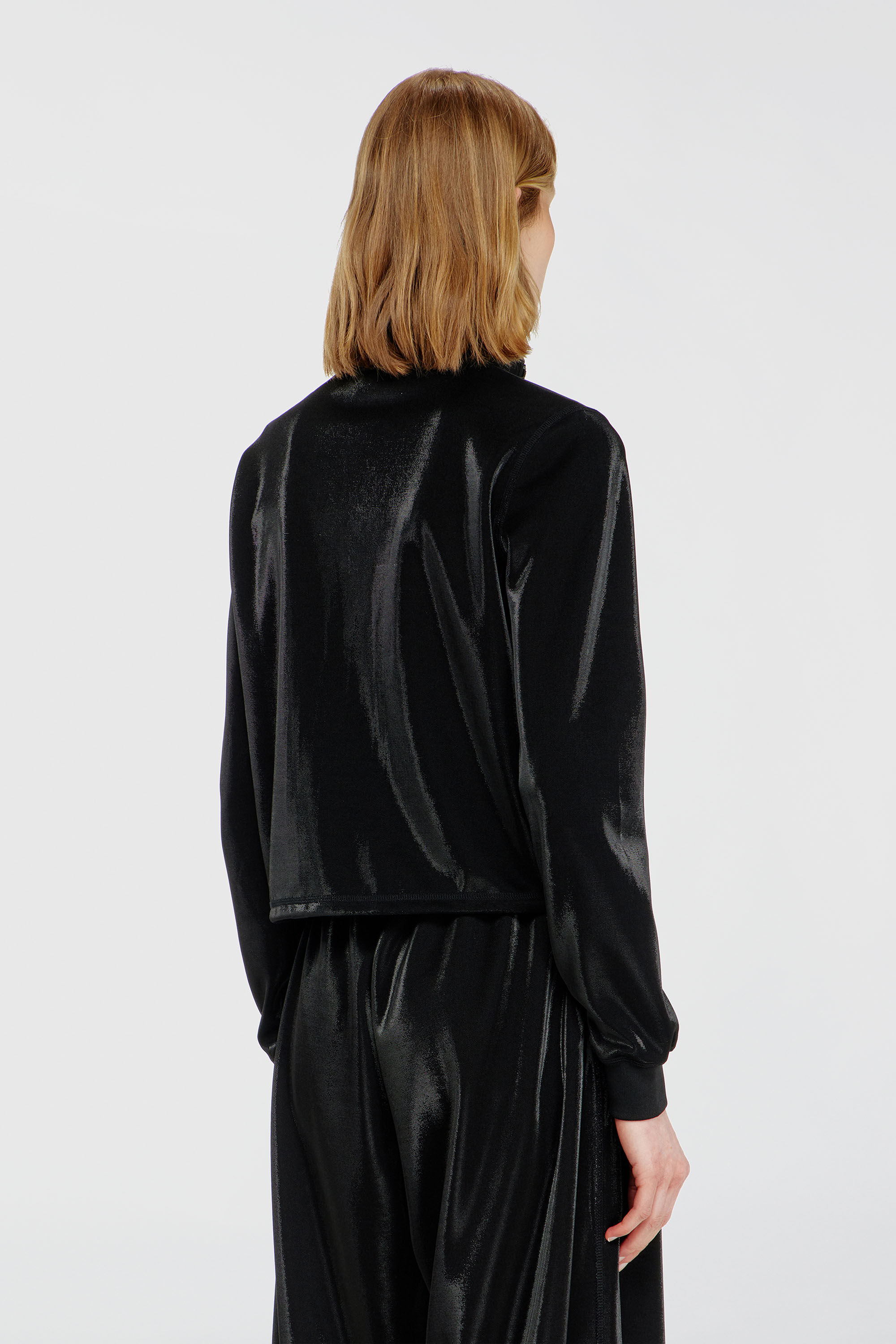 Diesel - F-ROSY, Sudadera con cremallera y efecto piqu&eacute; brillante Mujer in Negro - 4
