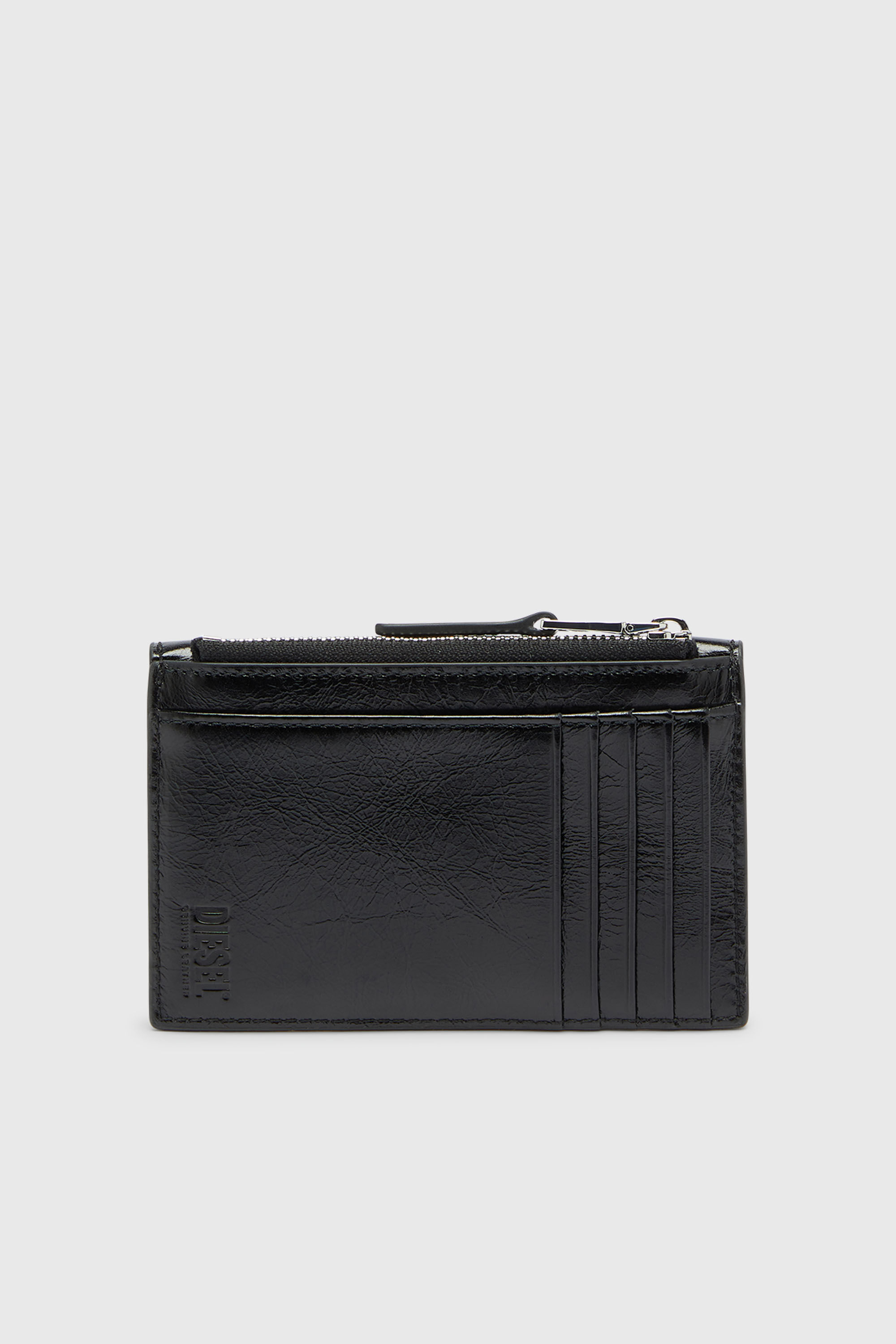 Diesel - D-ENVELOP CARD HOLDER, Tarjetero tipo sobre en piel brillante arrugada Mujer in Negro - 2