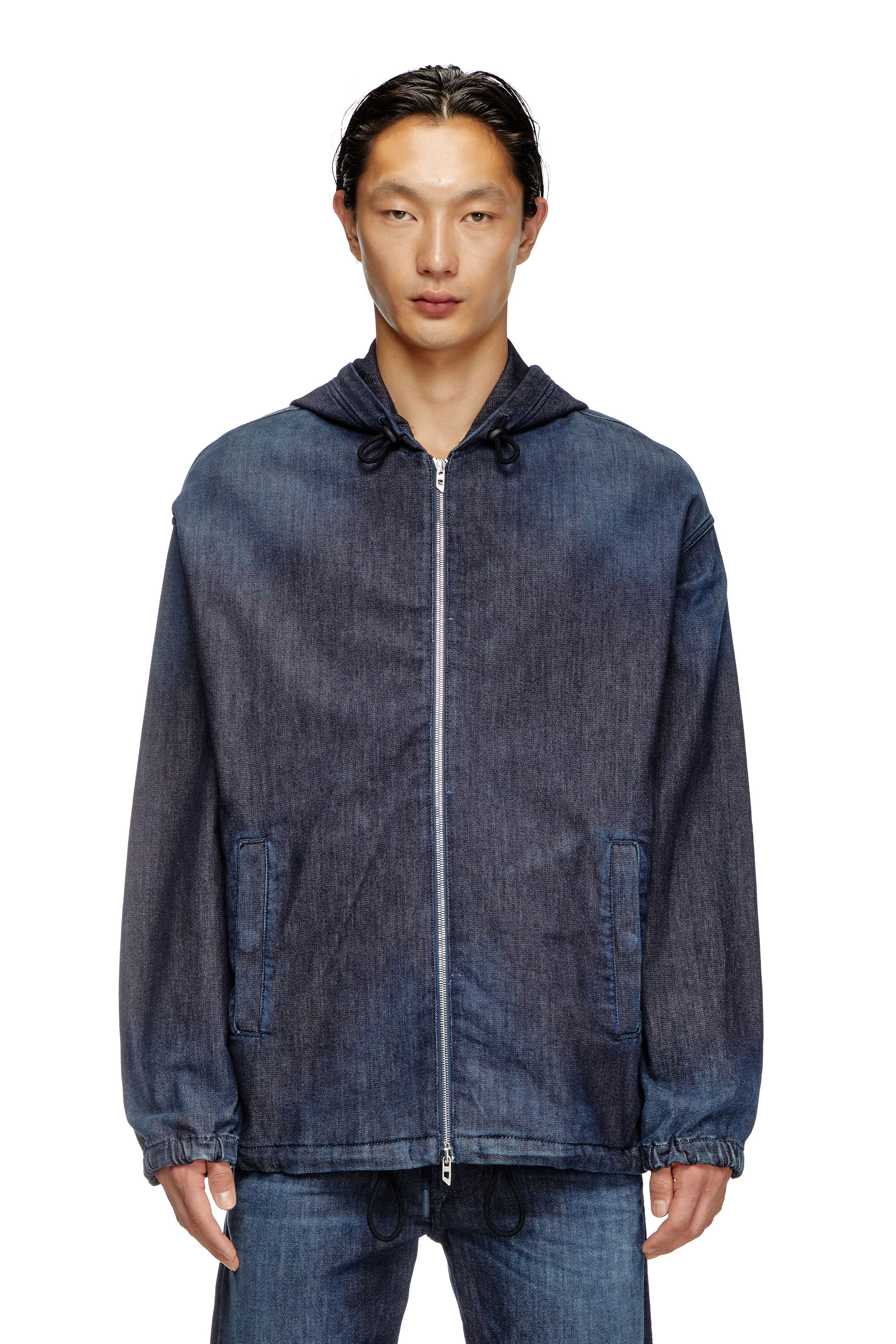 Diesel - D-WYNNY JOGG, Chaqueta de JoggJeans con capucha Hombre in Azul marino - 3
