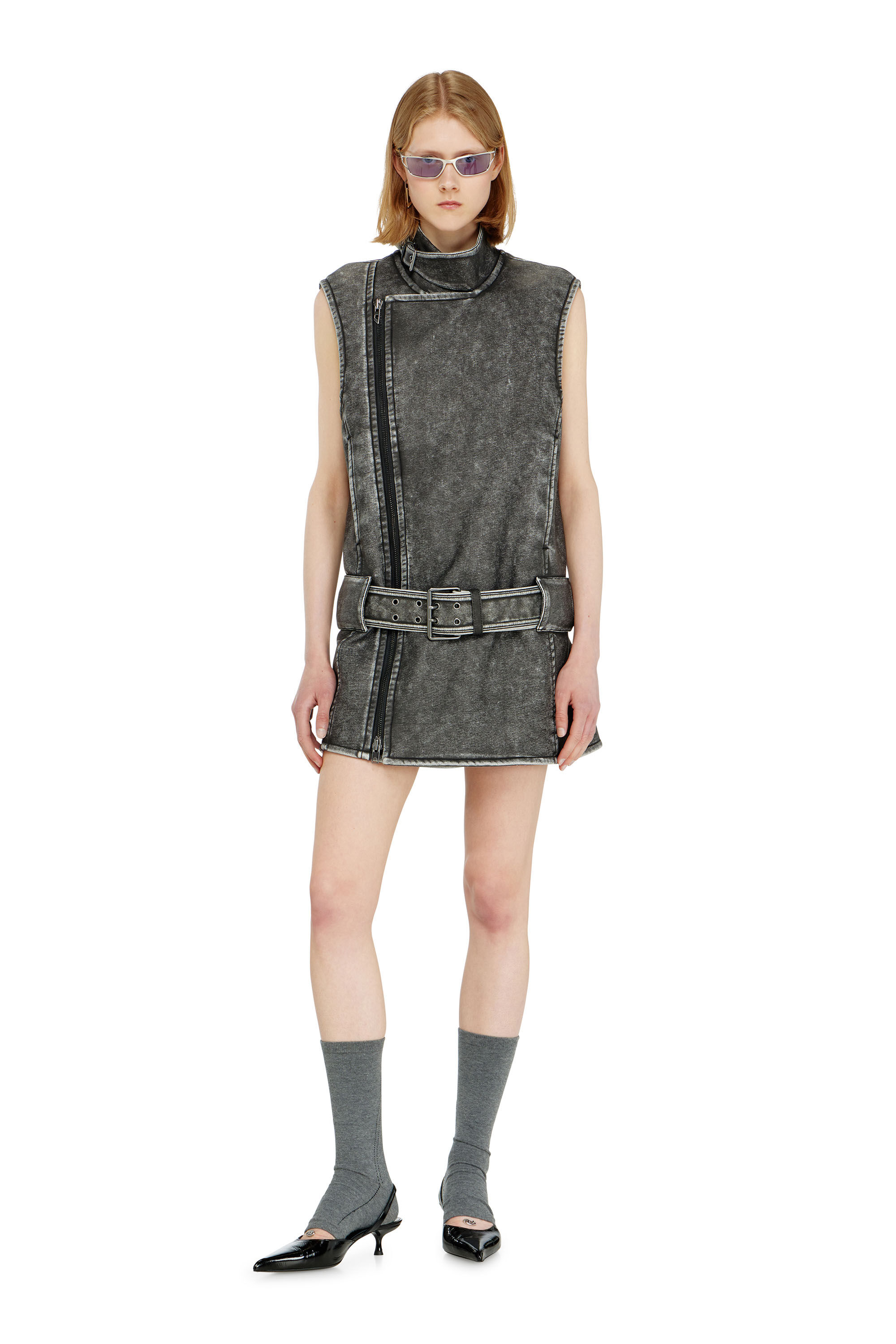 Diesel - D-IKE, Vestido mini estilo biker con cintur&oacute;n Mujer in ToBeDefined - 3