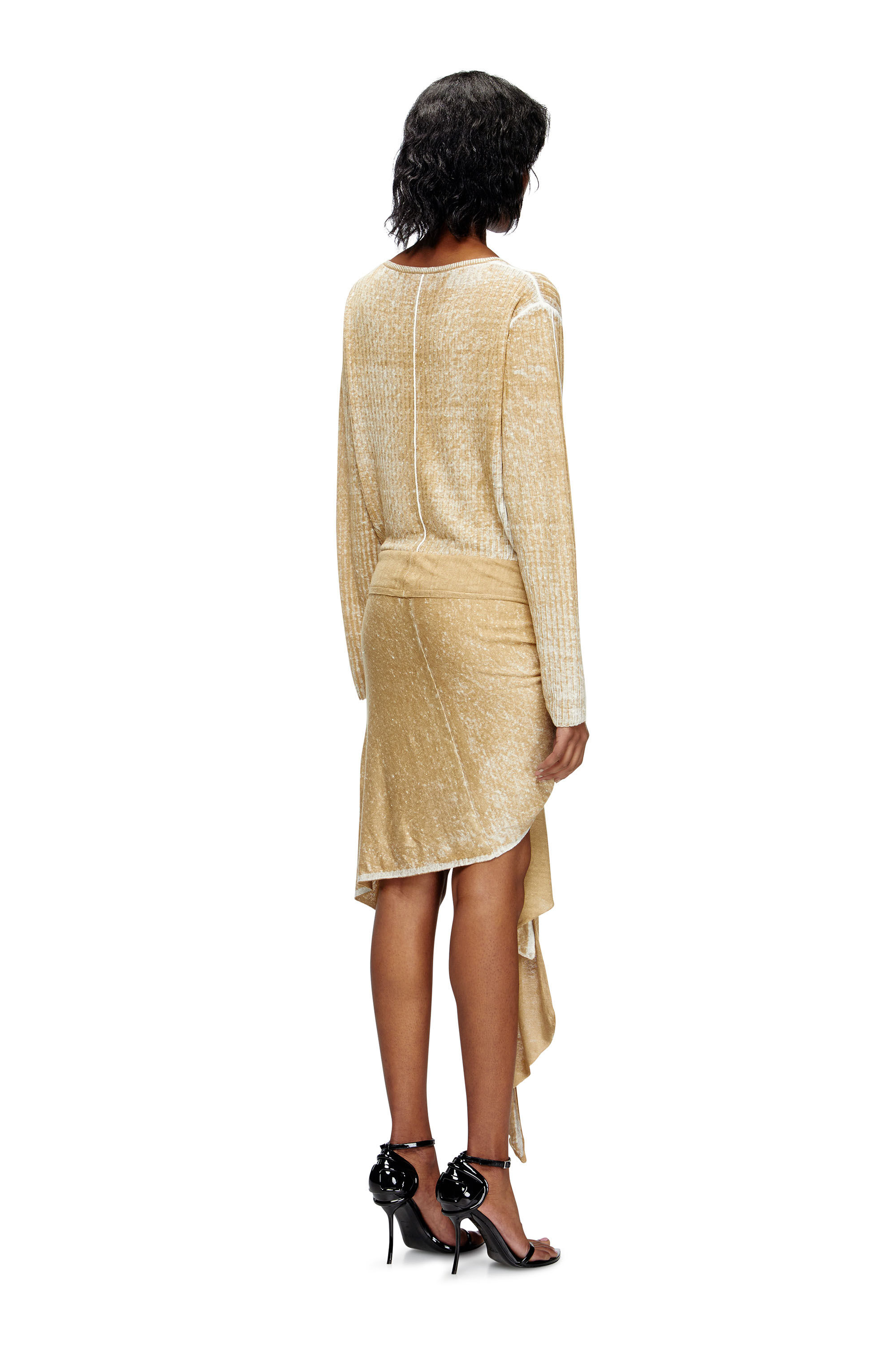 Diesel - M-EGAKNOT, Vestido de punto con lazo en la cadera Mujer in Beige - 4