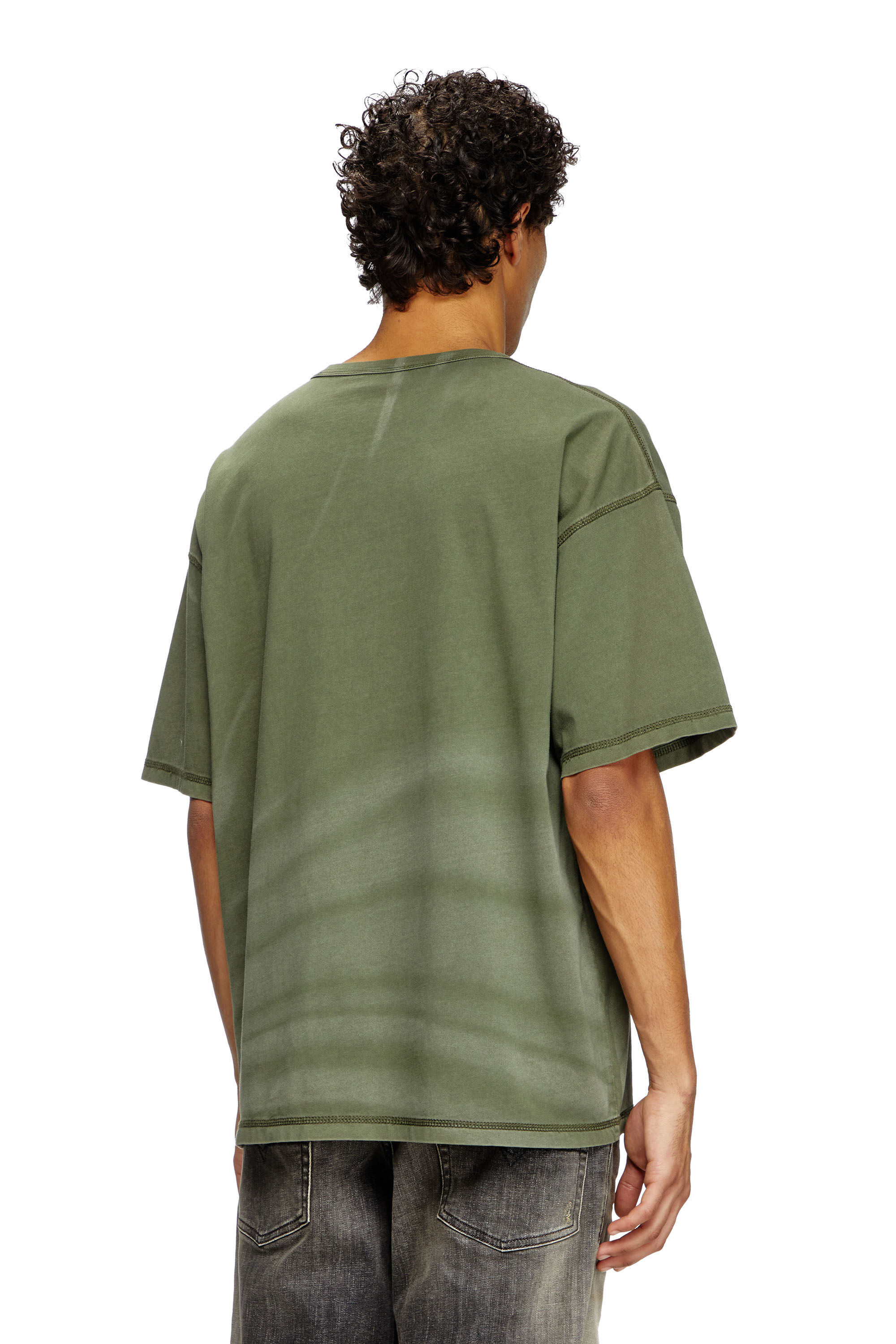 Diesel - T-ADJUST-R13, Camiseta con el logotipo desteñido con láser Hombre in Verde - 4