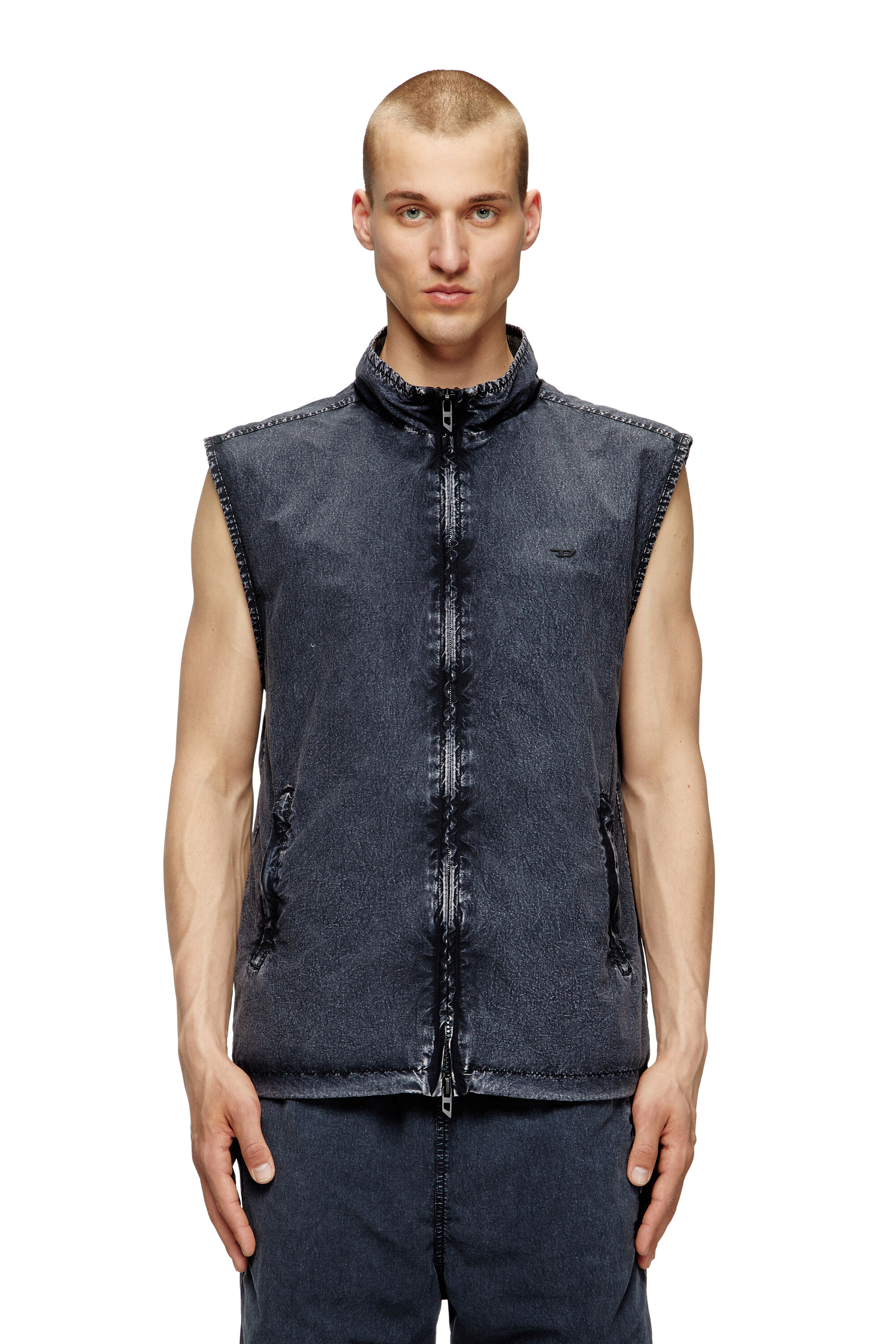 Diesel - J-ERB, Chaleco en taslan de nailon reciclado Hombre in Azul marino - 3