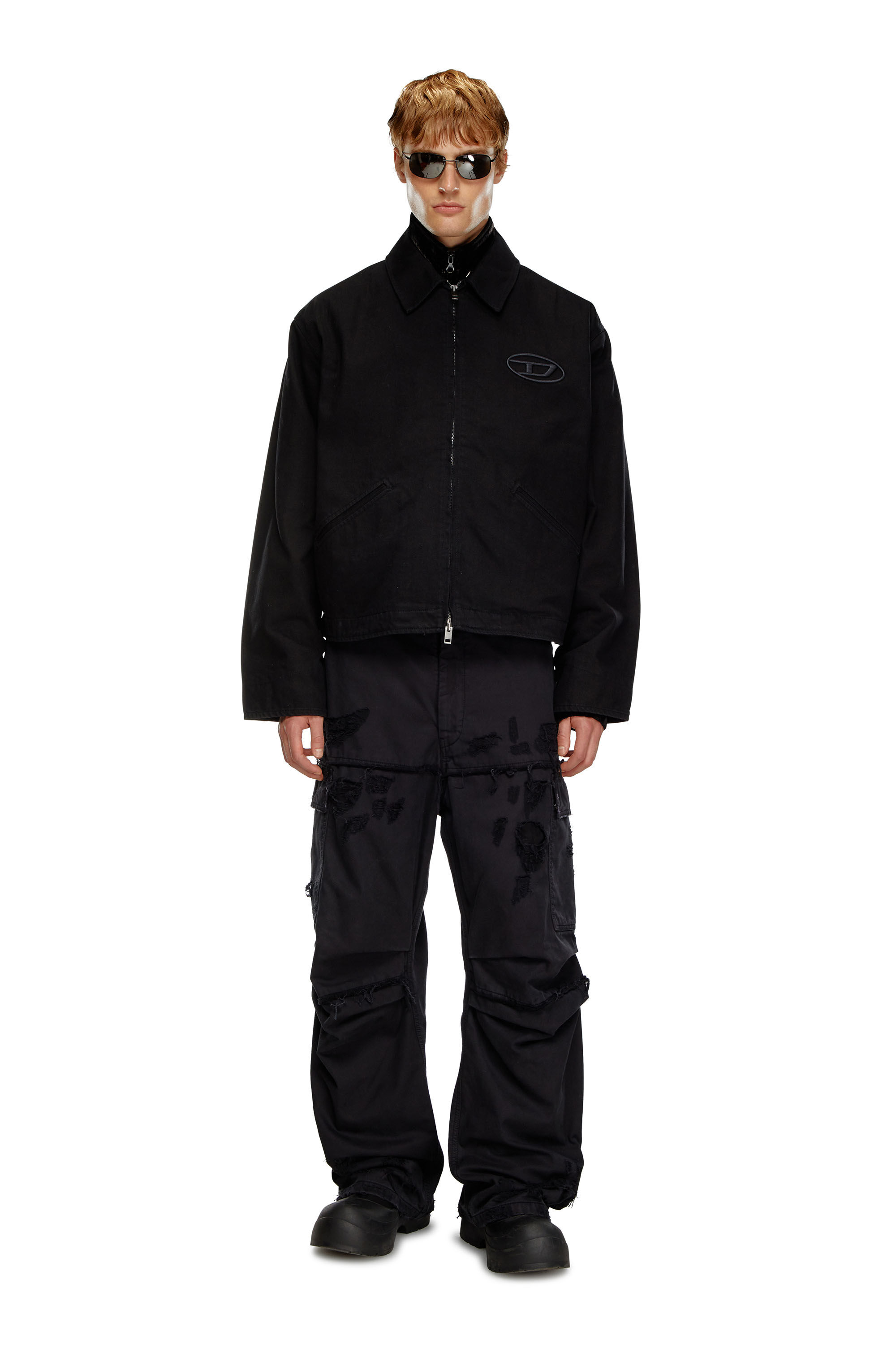 Diesel - J-TAYLOR-BLEACH, Hombre Chaqueta tipo blusón de denim con logotipo descolorido in Negro - Image 1