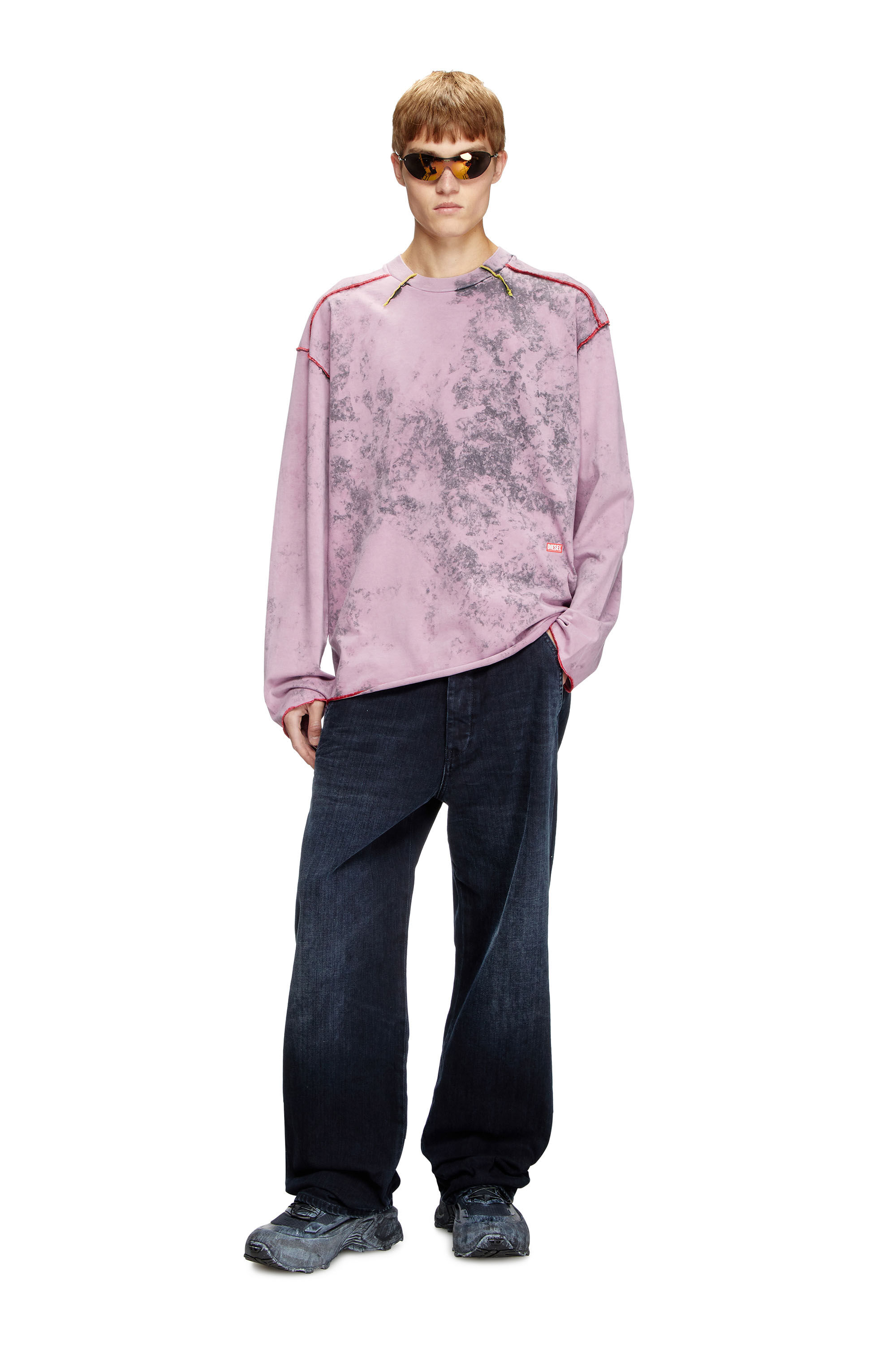Diesel - T-CRAHOR-LS-R1, Camiseta de manga larga tratada Hombre in Rosa - 1