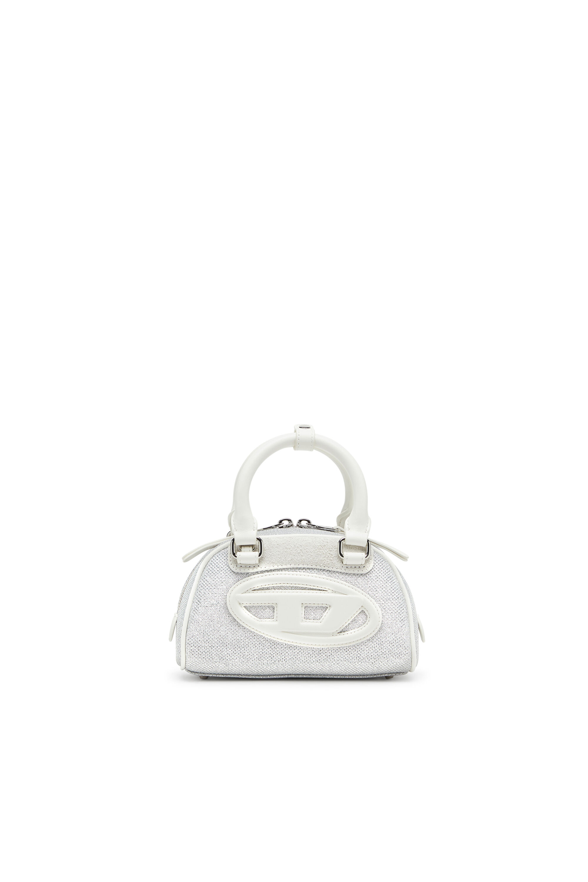 Diesel - 1DR DOME CROSSBODY, 1DR Dome-Mini bolso tipo bowling en tejido Lurex Mujer in Blanco - 1
