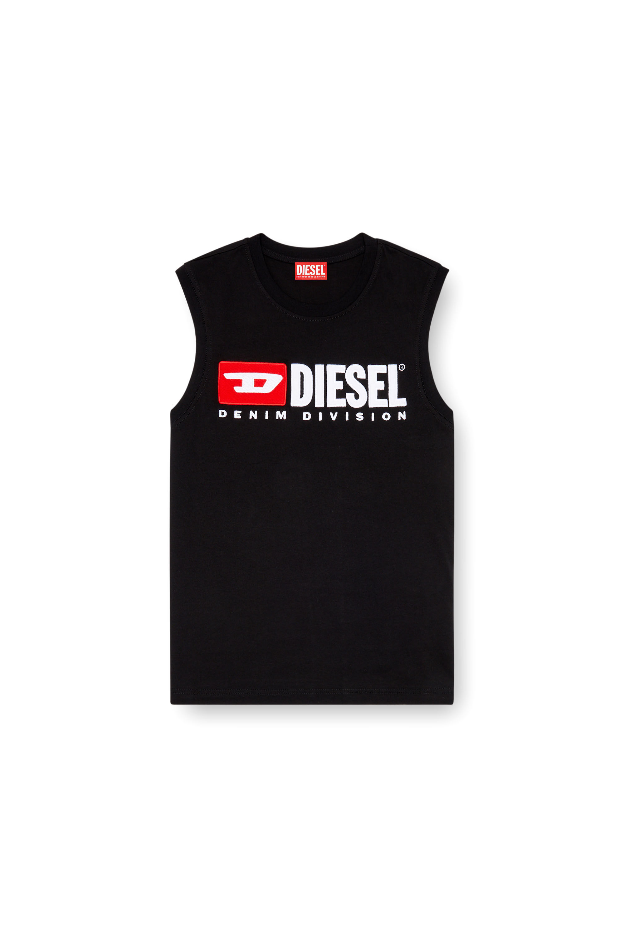 Diesel - T-ISCO-DIV, Camiseta sin mangas con logotipo estampado en el pecho Hombre in Negro - 2