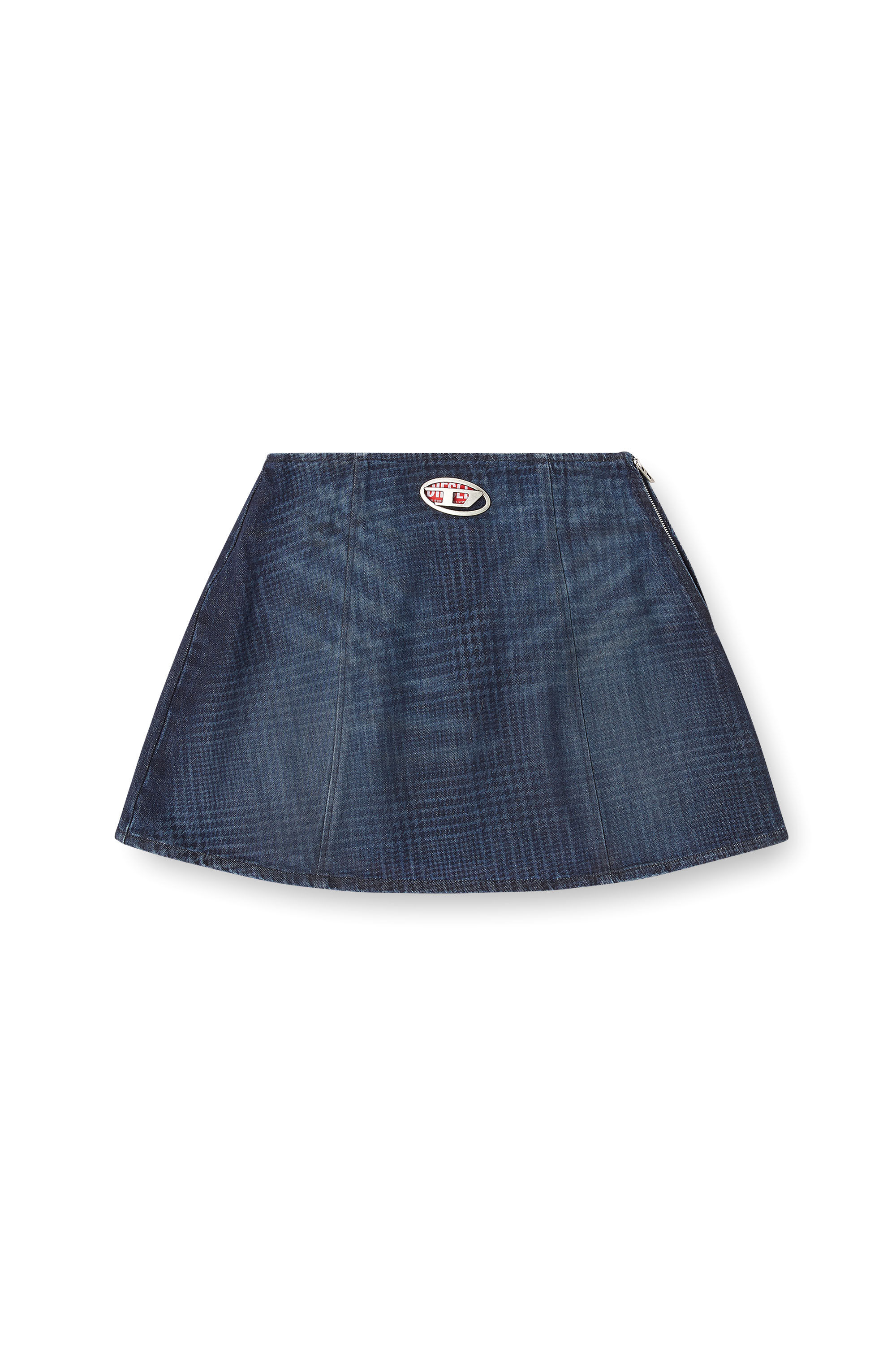 Diesel - DE-SWENY-S1, Falda mini de denim Príncipe de Gales Mujer in Azul marino - 2