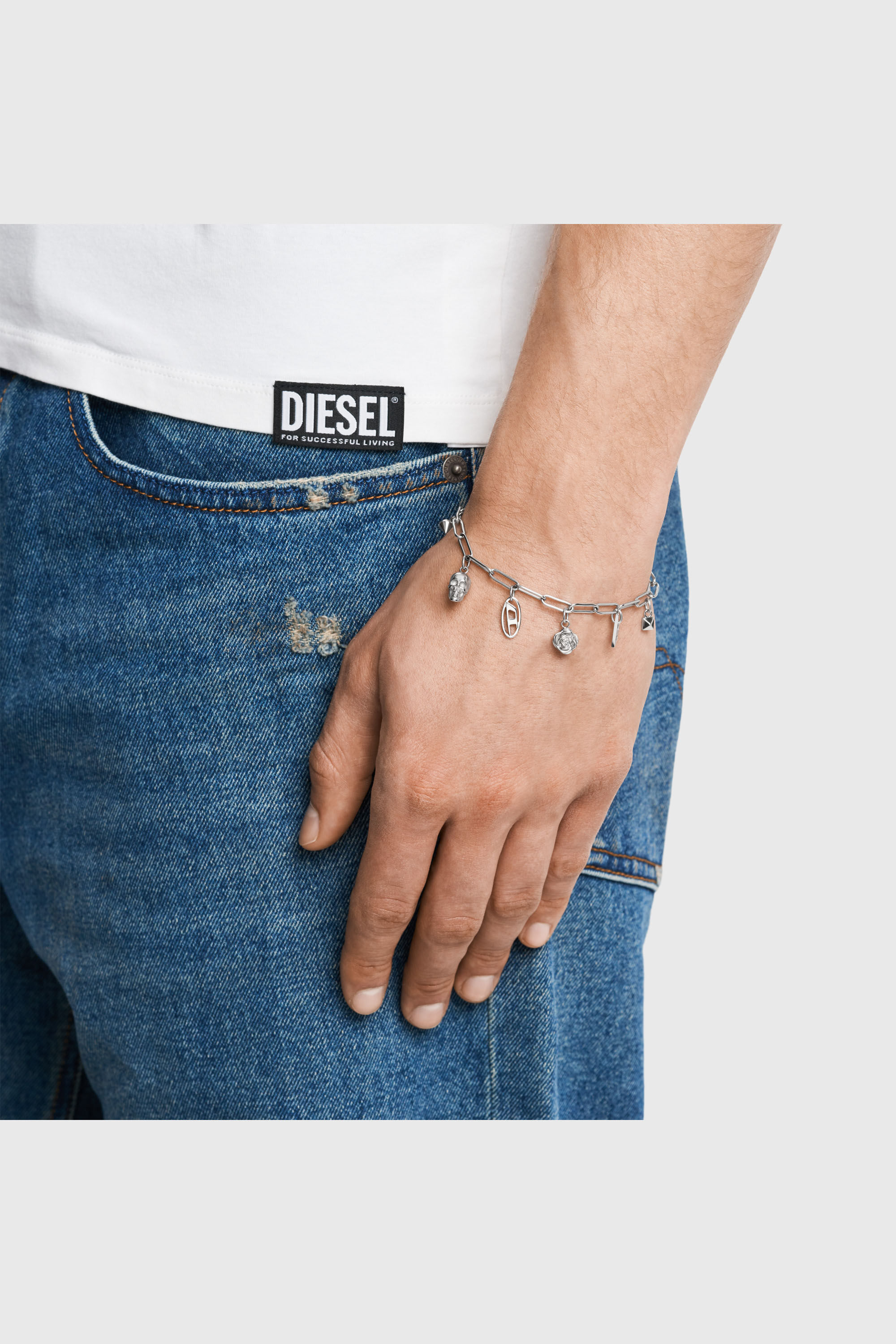 Diesel - DX1604040, Pulsera con dijes de acero inoxidable Unisex in Plateado - 4