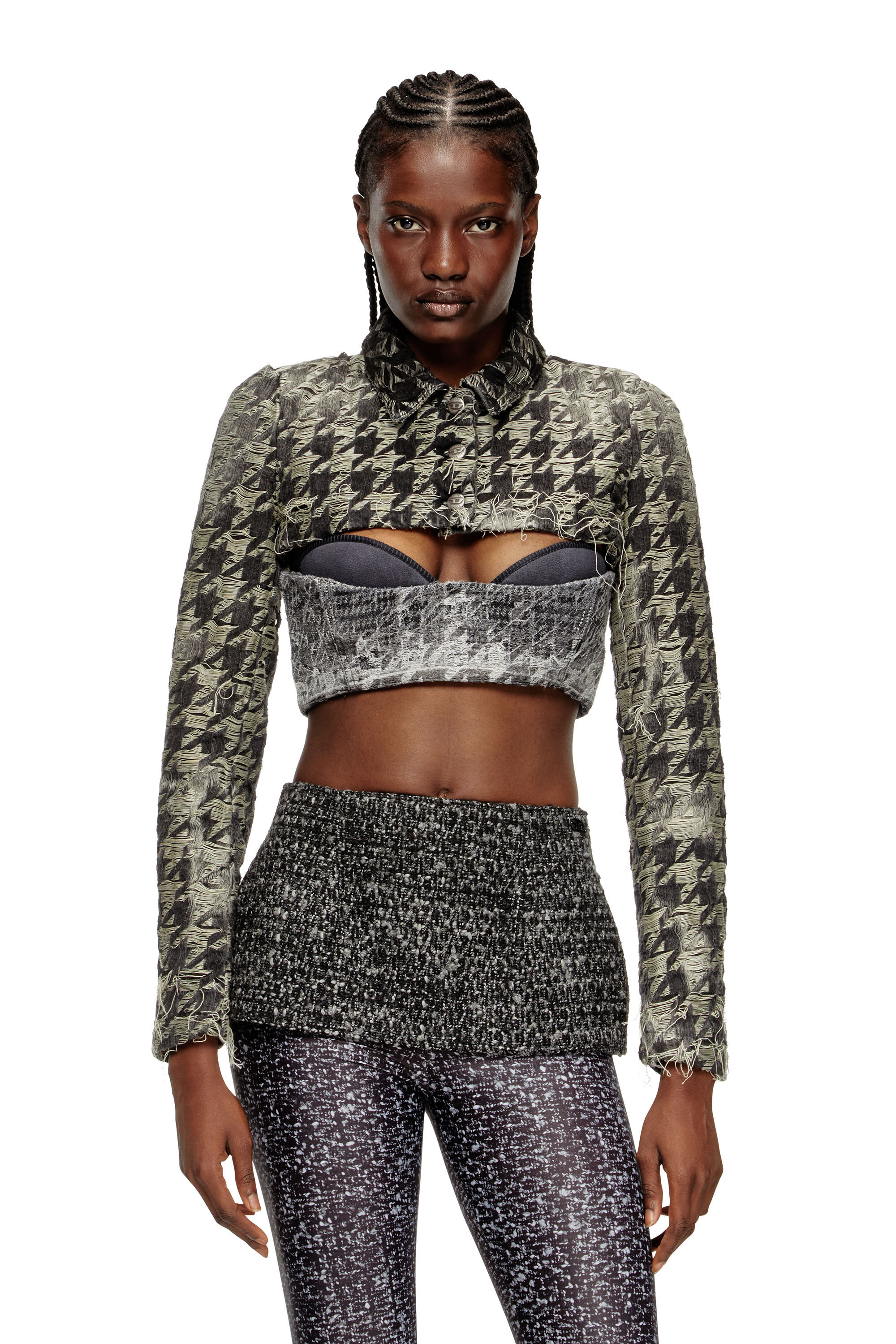 Diesel - DE-ANSIS-FSH2, Bolero en denim con tejido de pata de gallo Mujer in Multicolor - 3