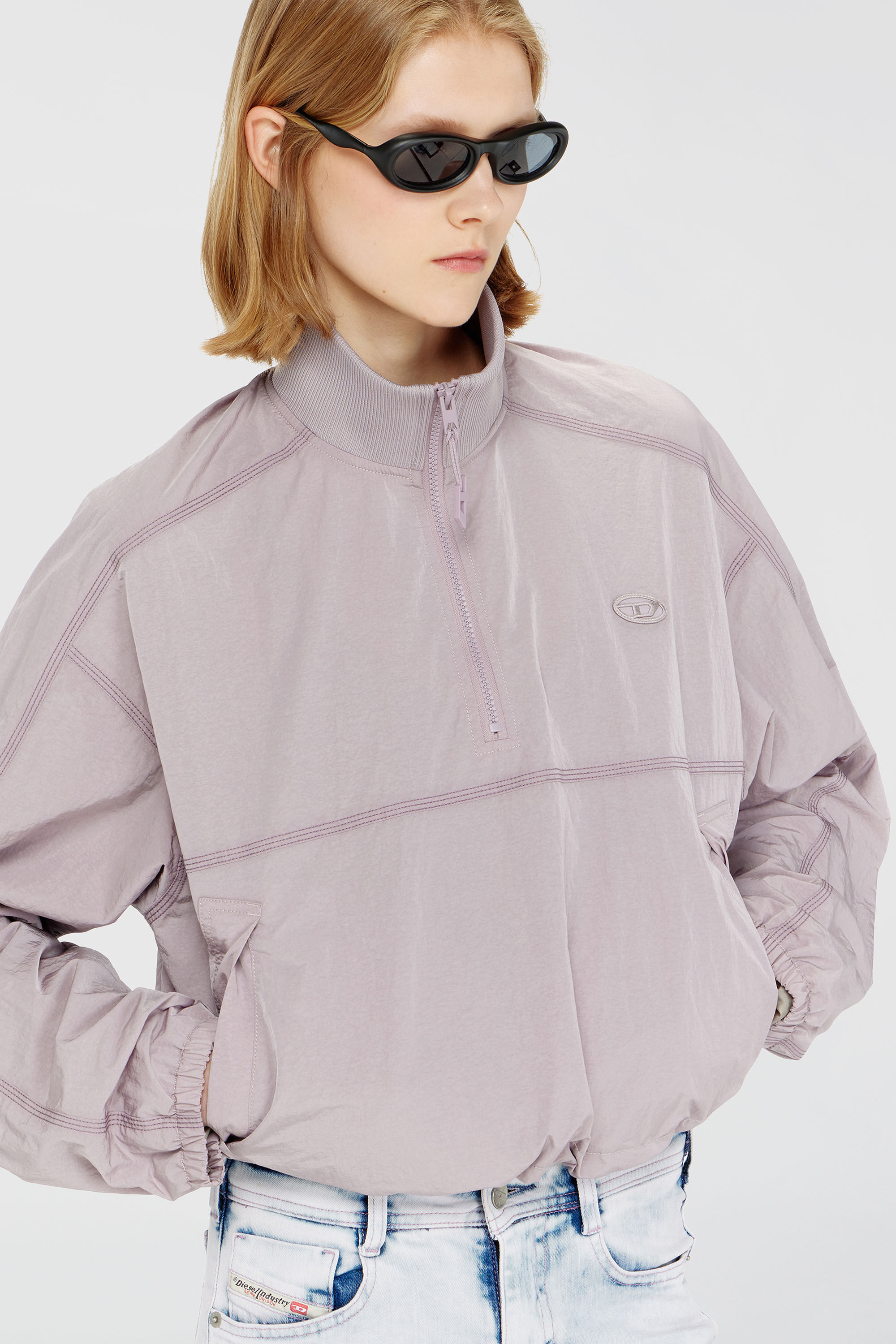 Diesel - G-ANOCK, Chaqueta relaxed de nailon con cuello alto Mujer in Morado - 5
