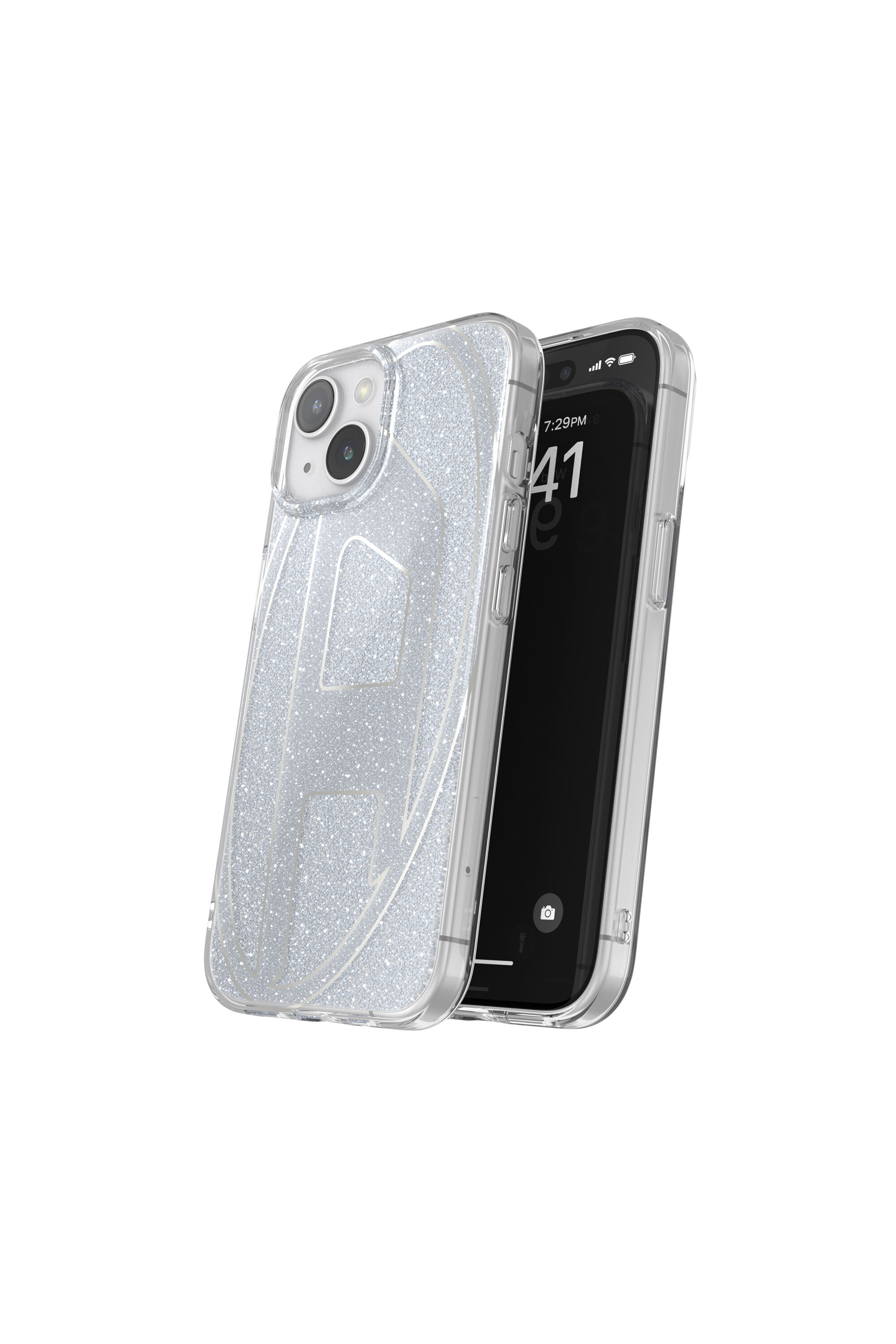 Diesel - 60031 AOP CASE, Funda glitter por iP 15 Unisex in Plateado - 3