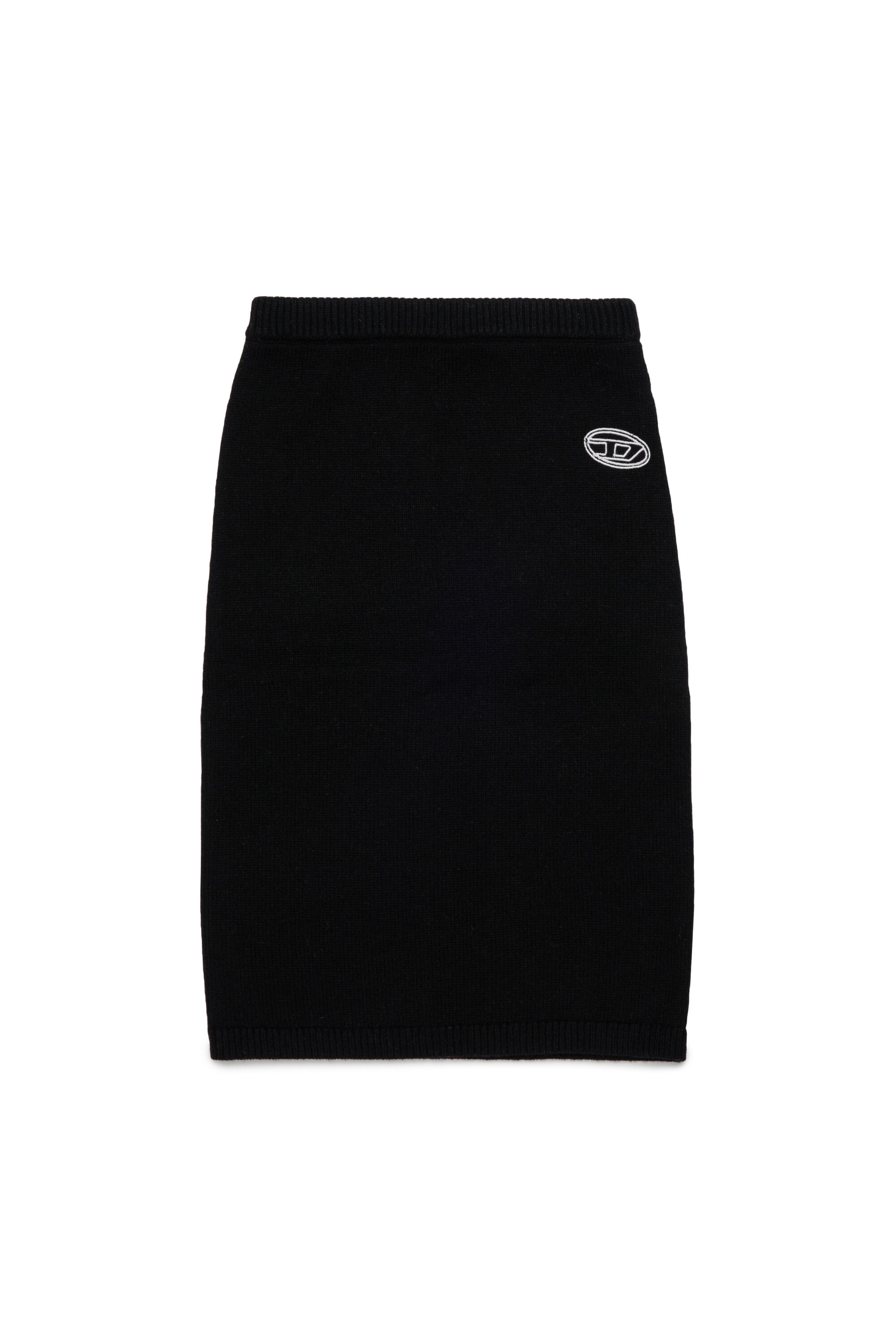 Diesel - GISELLE, Falda de mezcla de lana con cintura elástica Mujer in Negro - 1