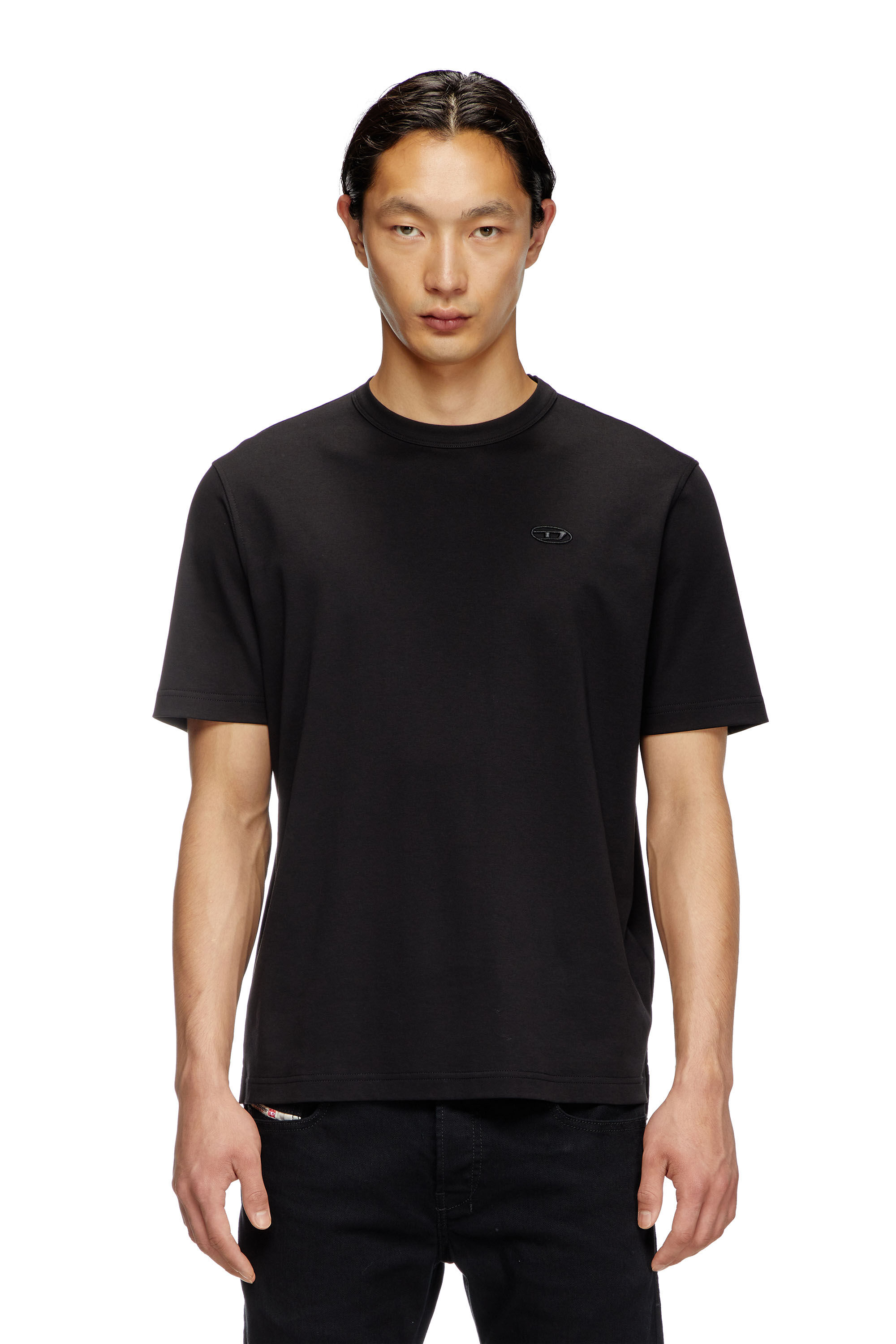 Diesel - T-ADJUST-SLITS-R17, Camiseta con bordado de logotipo a tono Hombre in Negro - 3