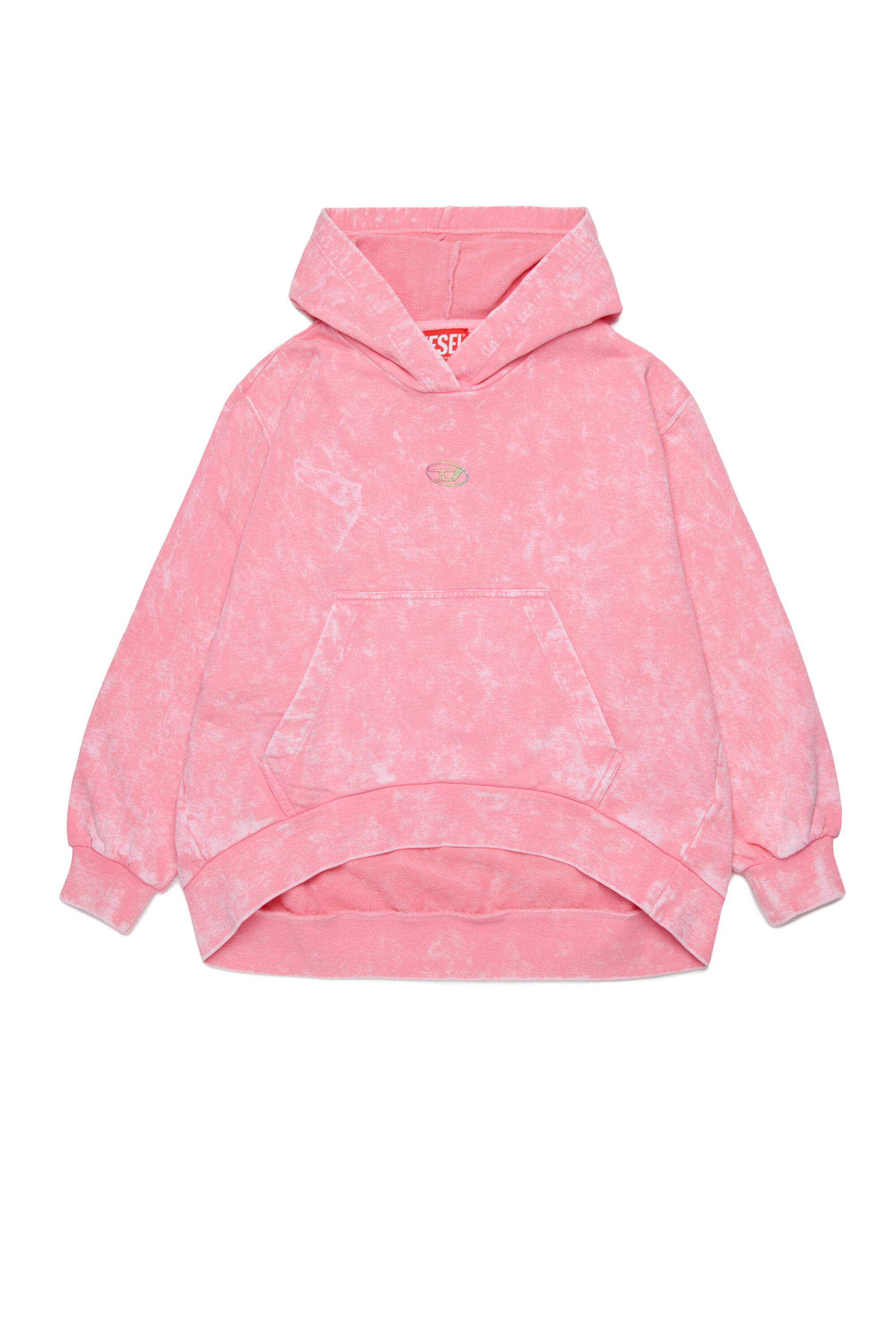 Diesel - SALIA, Sudadera con capucha de algod&oacute;n con efecto lavado oscuro Mujer in Rosa - 1