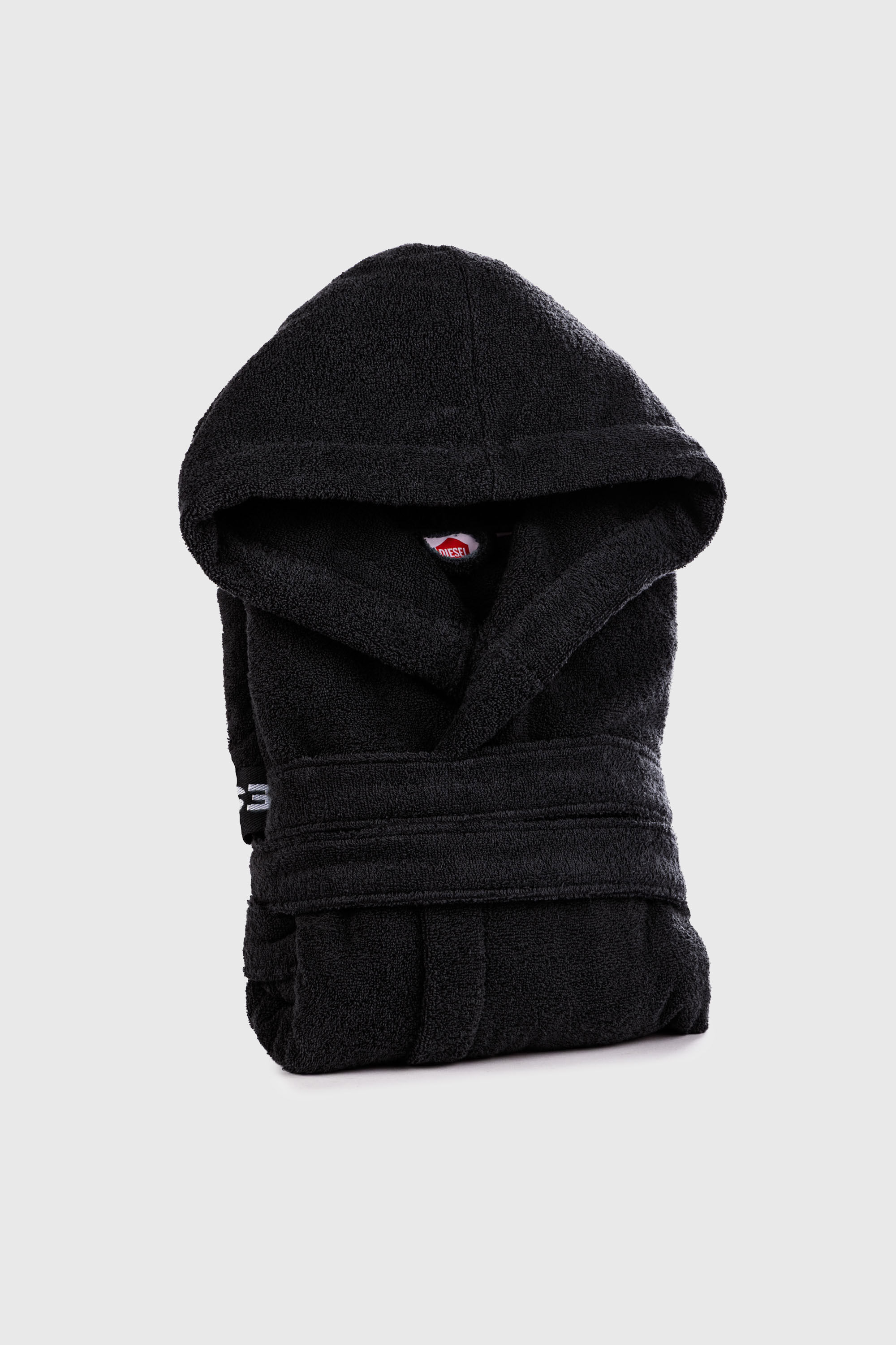 Diesel - 1015115 LOGO-COTTON BATHROBE SIZE M/L BL, Albornoz de Felpa de Algod&oacute;n, talla M/L Unisex in Negro - 1
