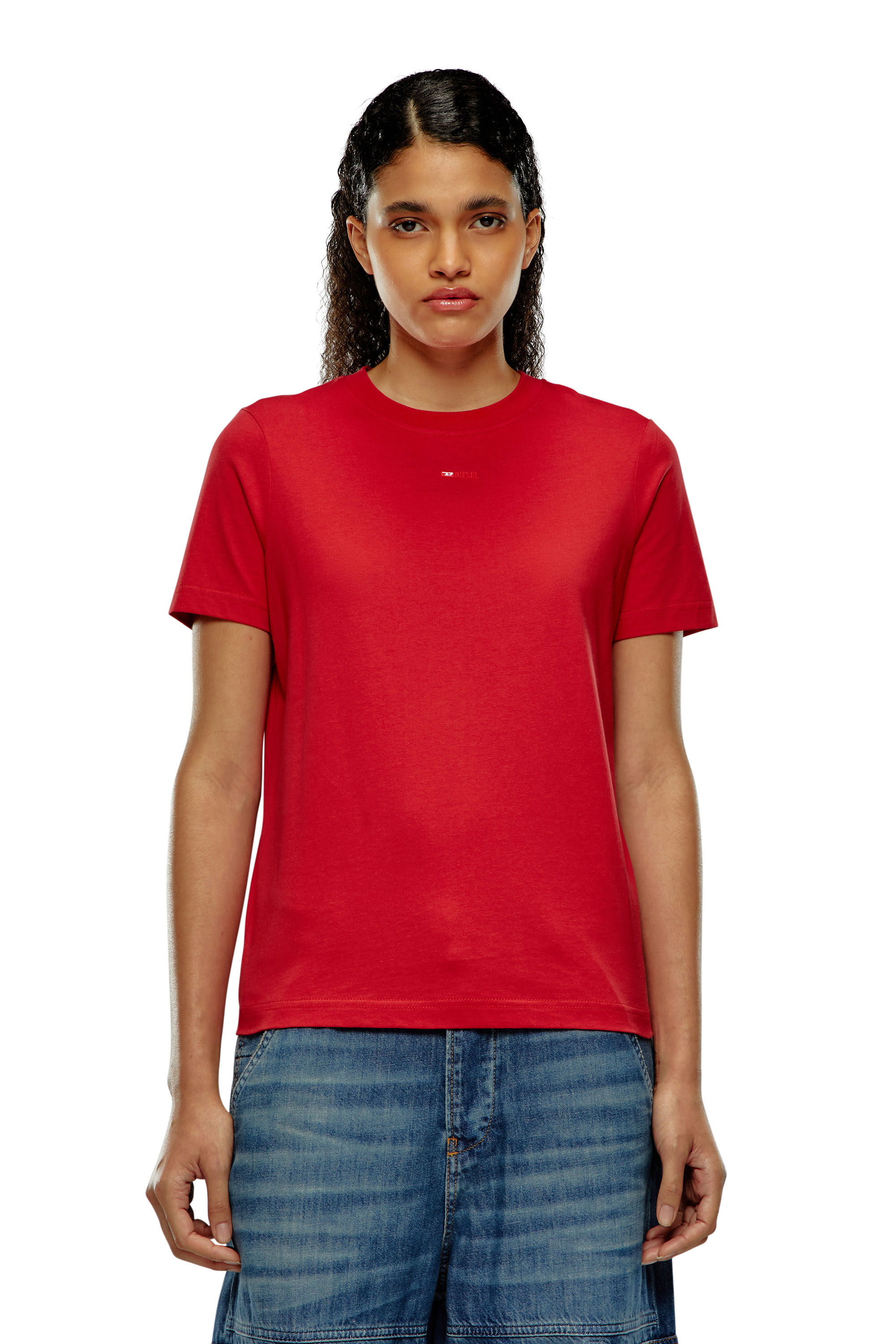 Diesel - T-REG-MICRODIV, Woman T-shirt with embroidered micro logo in Red - Image 5