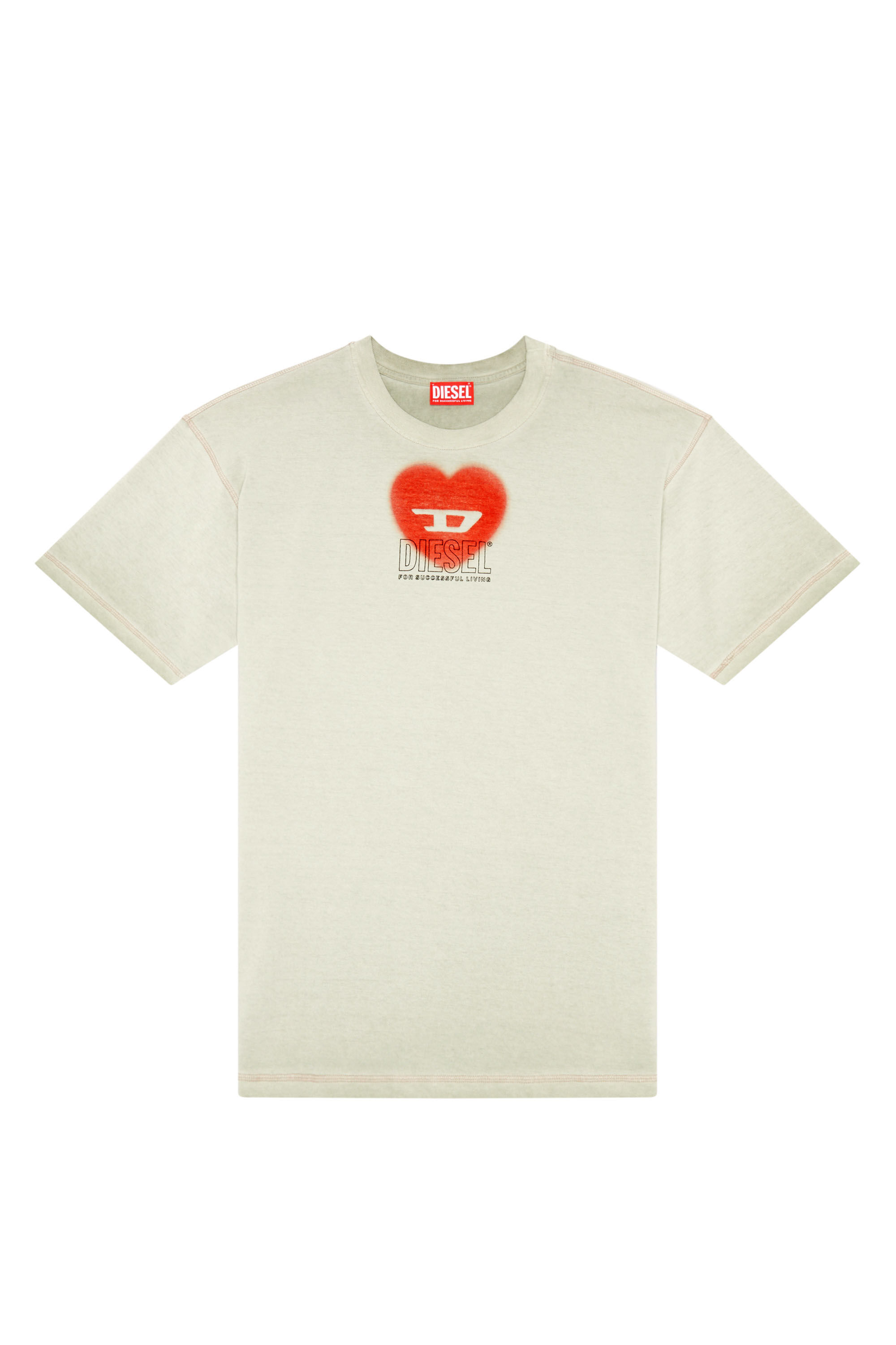 Diesel - T-BUXT-N4, Camiseta con estampado de corazón Mujer in Beige - 2