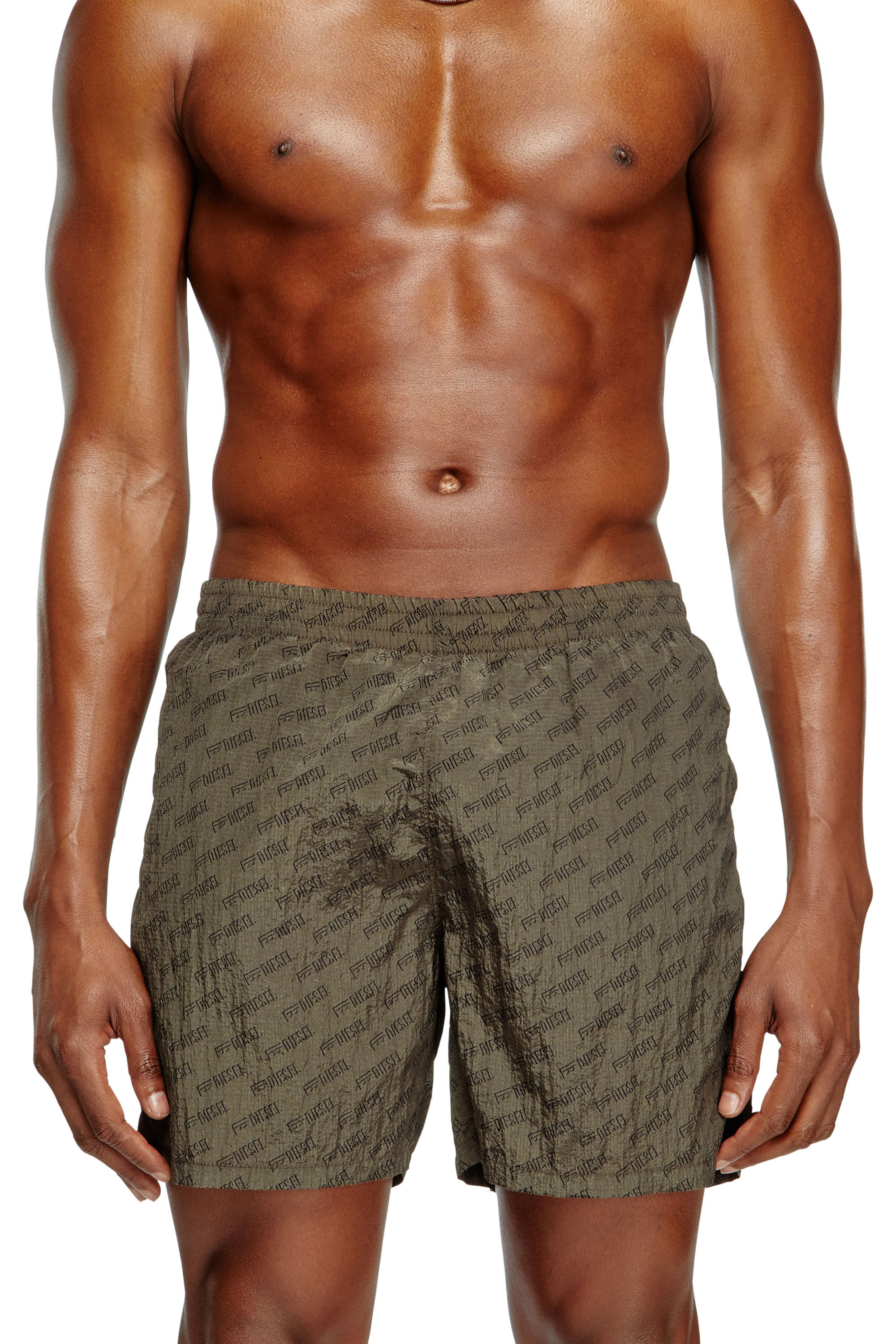Diesel - DANIEL-41-MONO-UTLT, Shorts de baño de longitud media con logotipo all-over Hombre in Marrón - 1