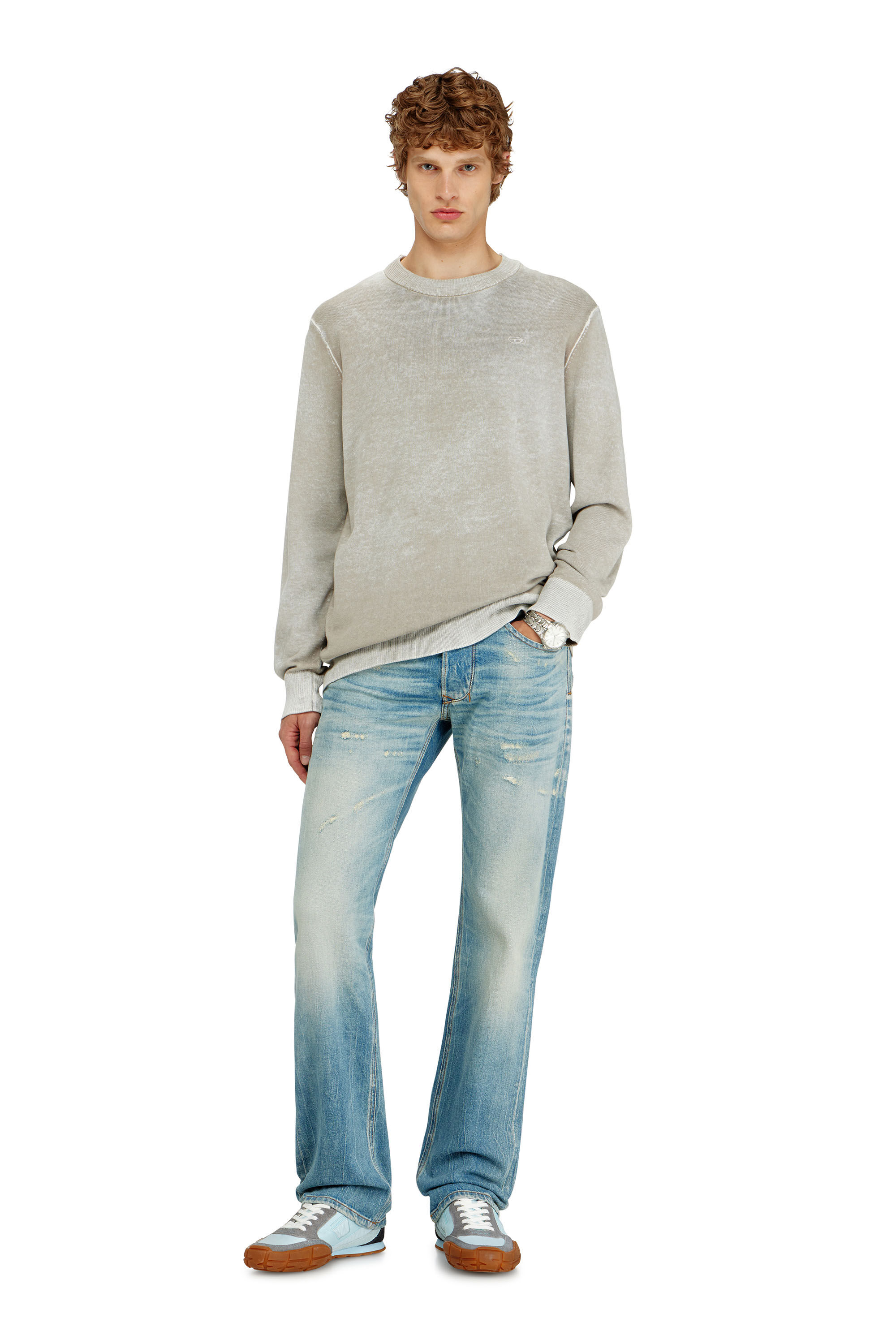 Diesel - K-LAURENT, Jersey con estampado inverso descolorido Hombre in Gris - 1