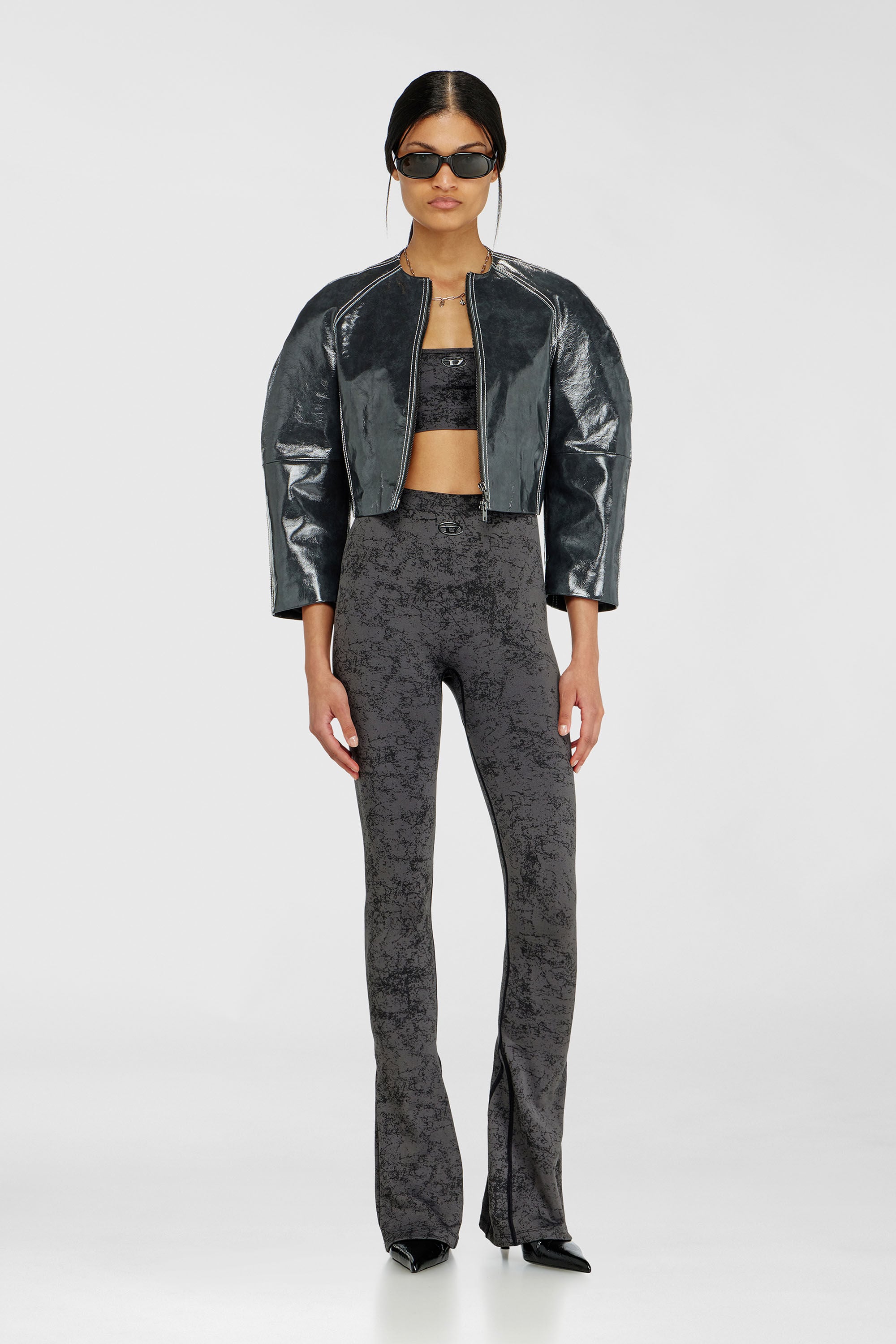 Diesel - CORNELIA-UTLT, Woman's Fared leggings with utilitarian print in Dark grey - 5