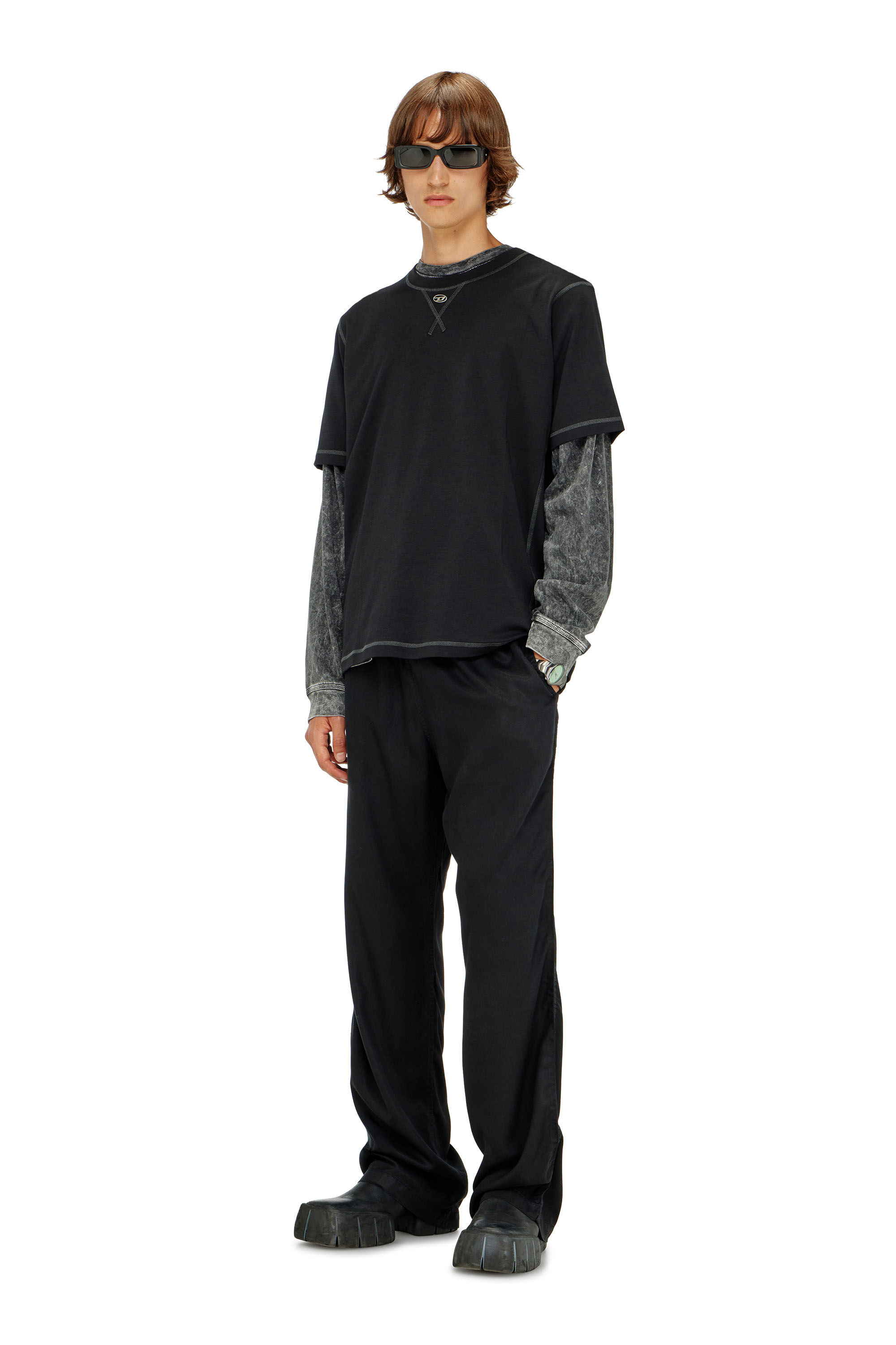 Diesel - T-MADJUST-TR, Camiseta regular con cuello redondo y Oval D Hombre in Gris - 1