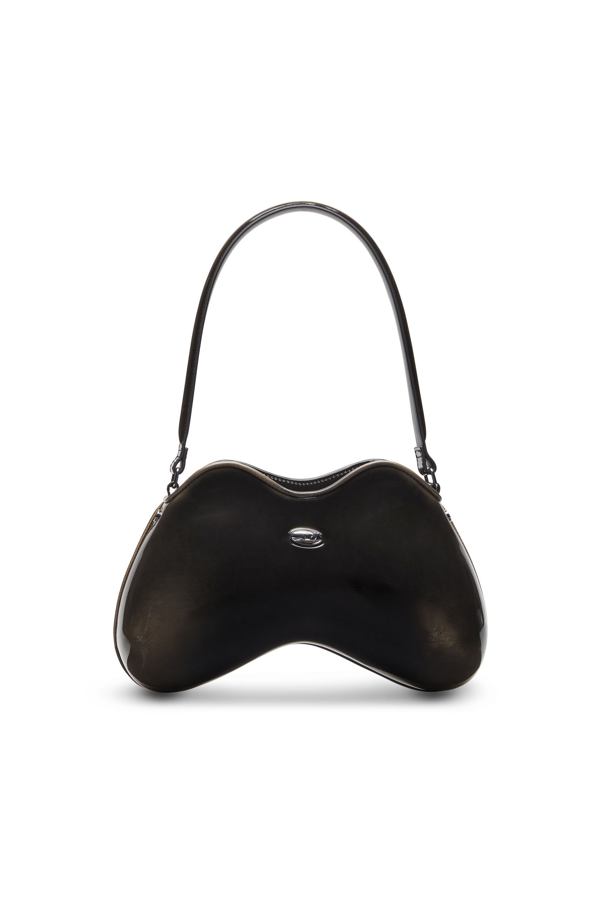 Diesel - DOUBLE-D SHOULDER, Bolso rígido de hombro en PU brillante dégradé Mujer in Negro - 1