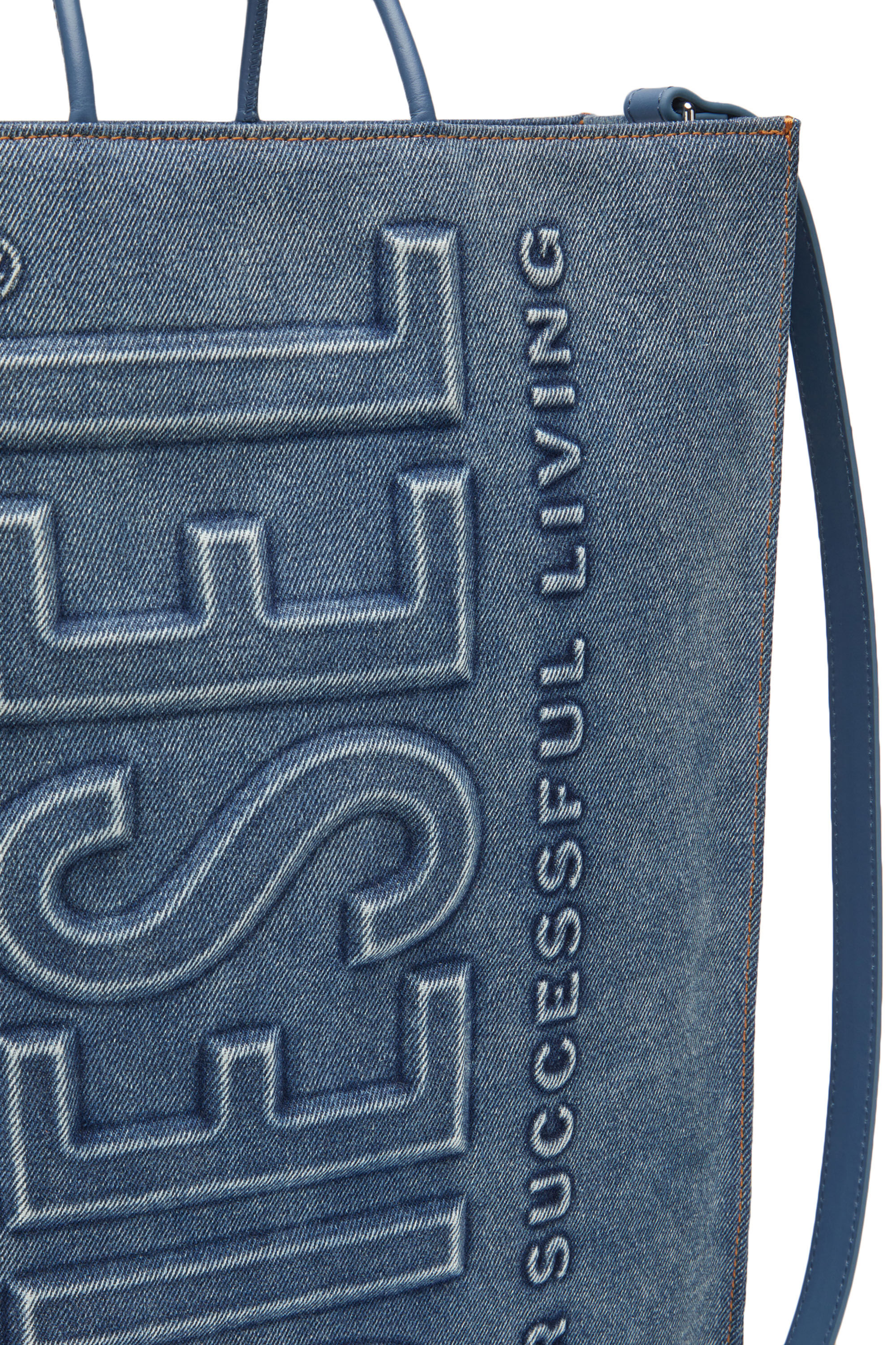 Diesel - DSL SHOPPER 3D L X, Dsl Shopper 3D L X - Tote grande de denim sobreteñido Unisex in Azul marino - 2