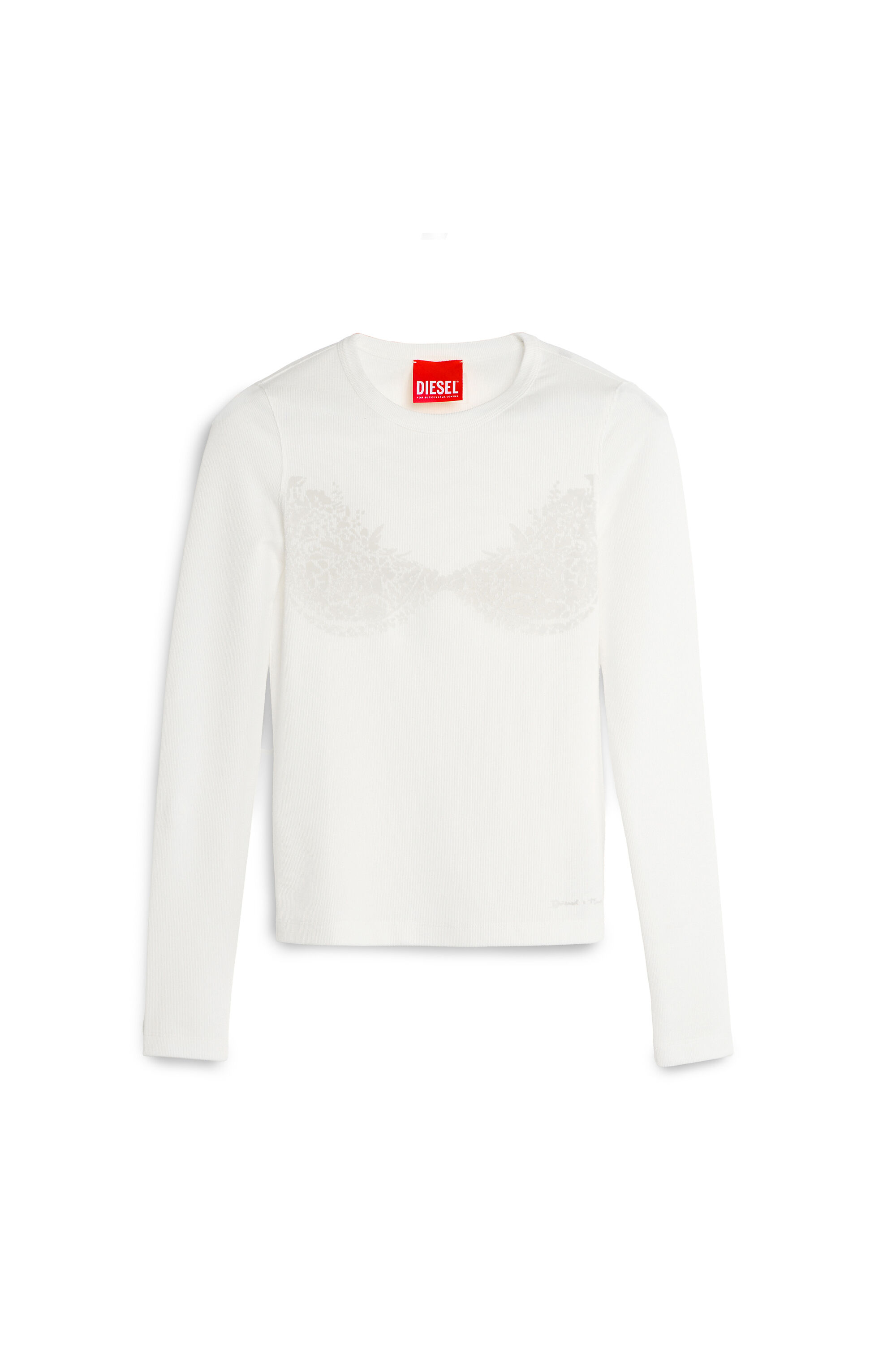 Diesel - PR-T-MOKKI-LS-R, Top con efecto de encaje devor&eacute; Mujer in Blanco - 2