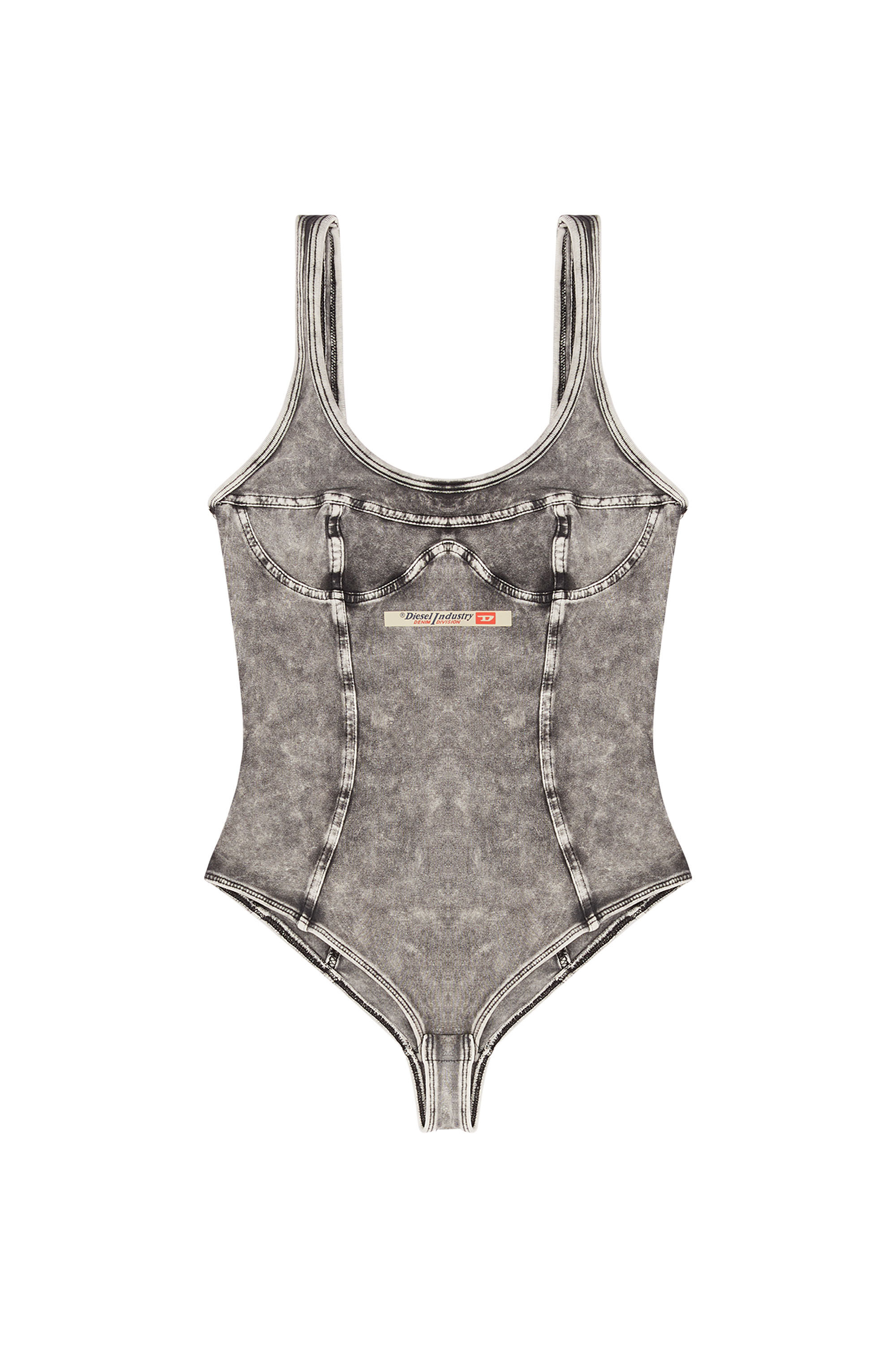 Diesel - UFBY-DENIM-CAMI-BODYSUIT, Gris oscuro - Image 1