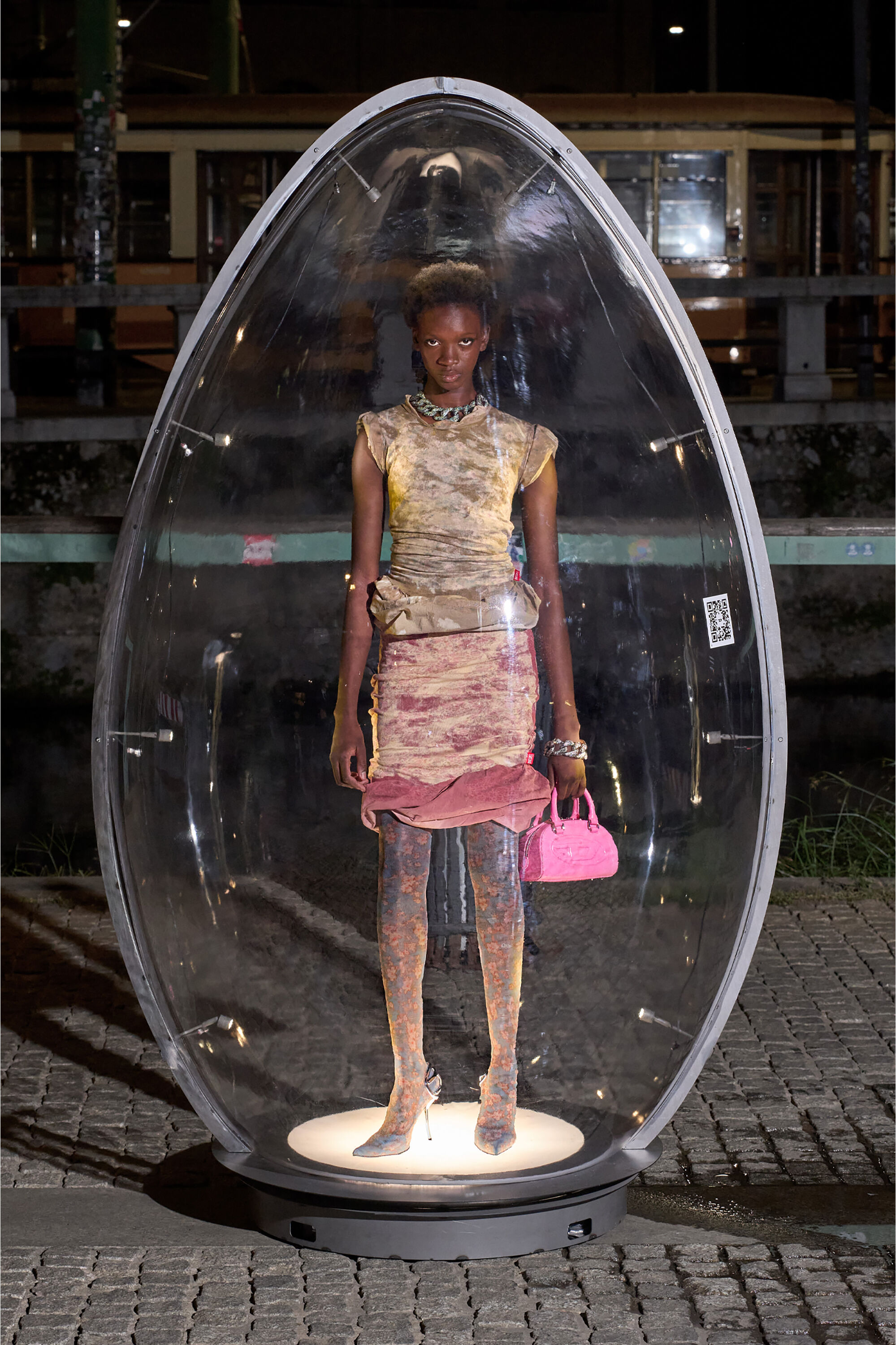 Diesel - O-PALE, Falda de doble capa tratada con dobladillo abullonado Mujer in Rosa - 6