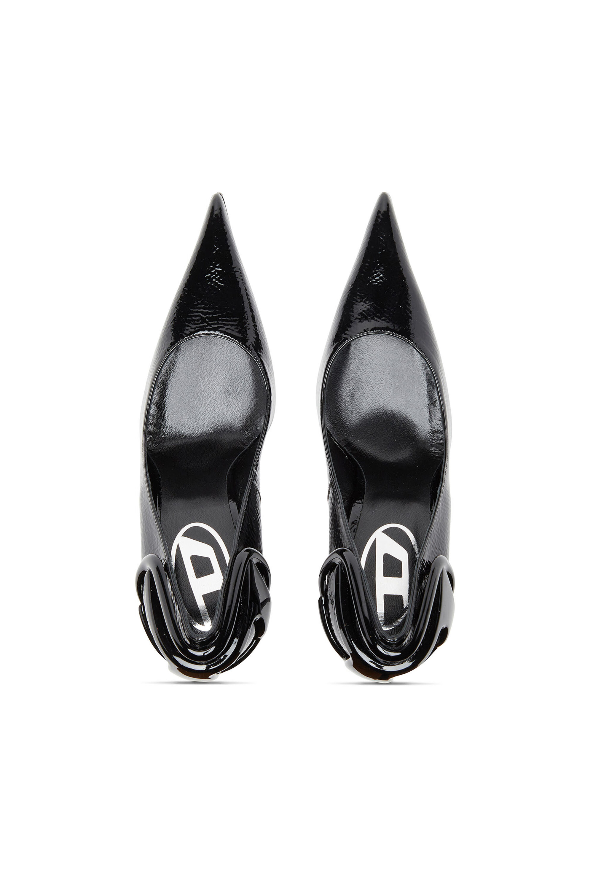 Diesel - D-TEN&HALF P, D-Ten&Half-Zapatos de salón brillantes con tacón curvado Mujer in Negro - 4