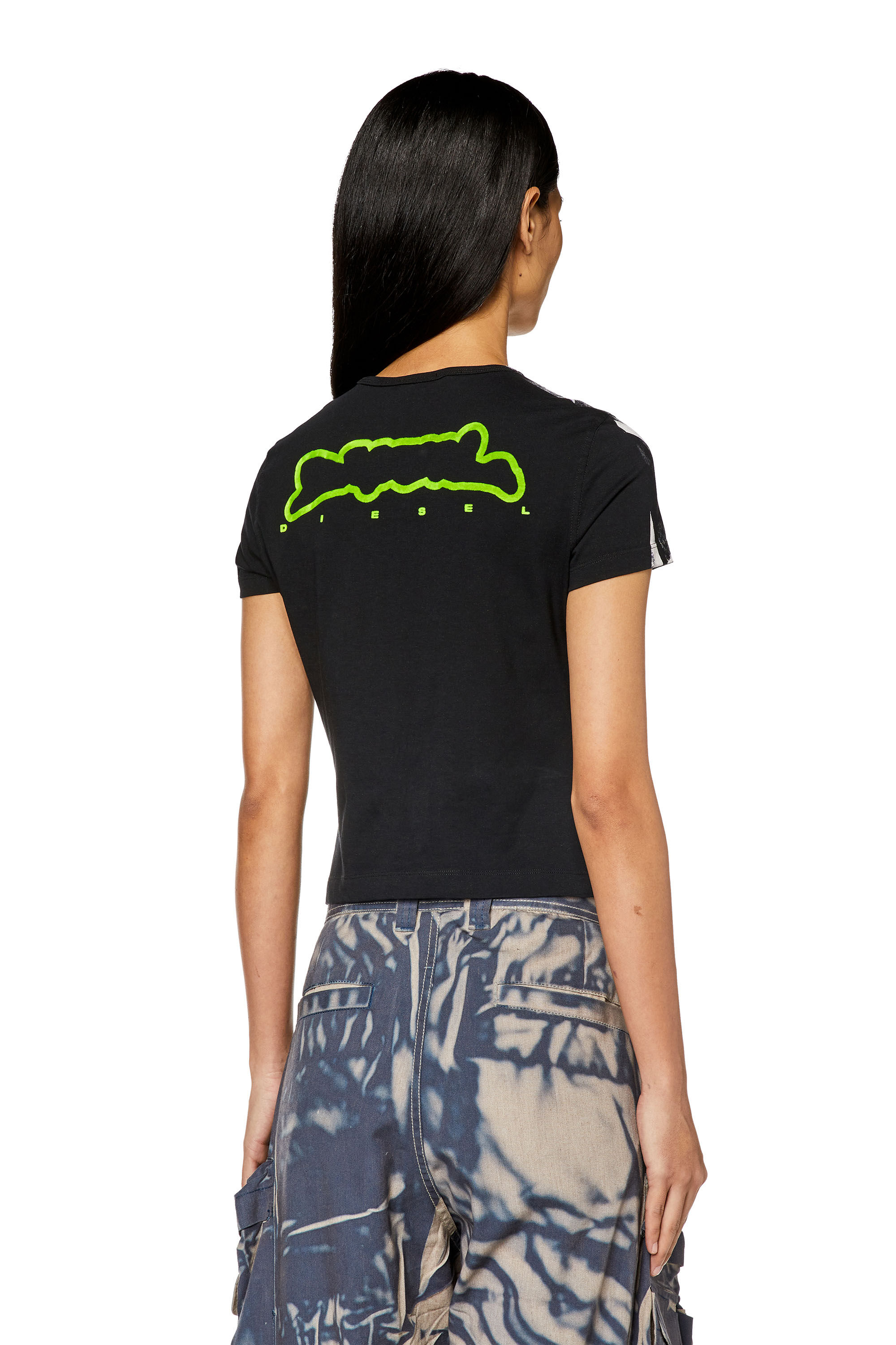 Diesel - T-UNCUTIE-LONG-N5, Camiseta con estampado de pliegues Mujer in Multicolor - 4