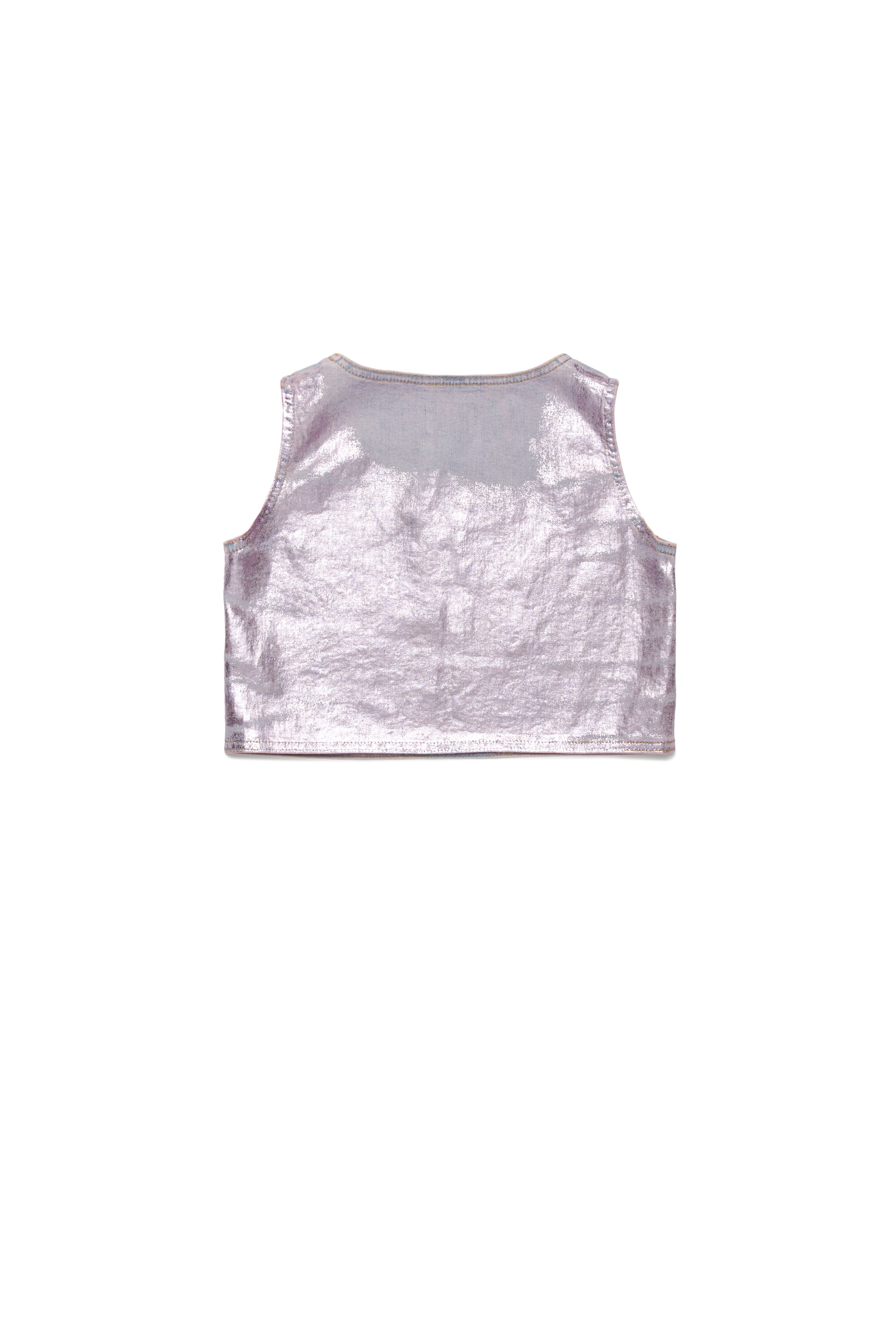 Diesel - TRISPY, Camiseta metalizada con logotipo Oval D de cristal Mujer in Morado - 2