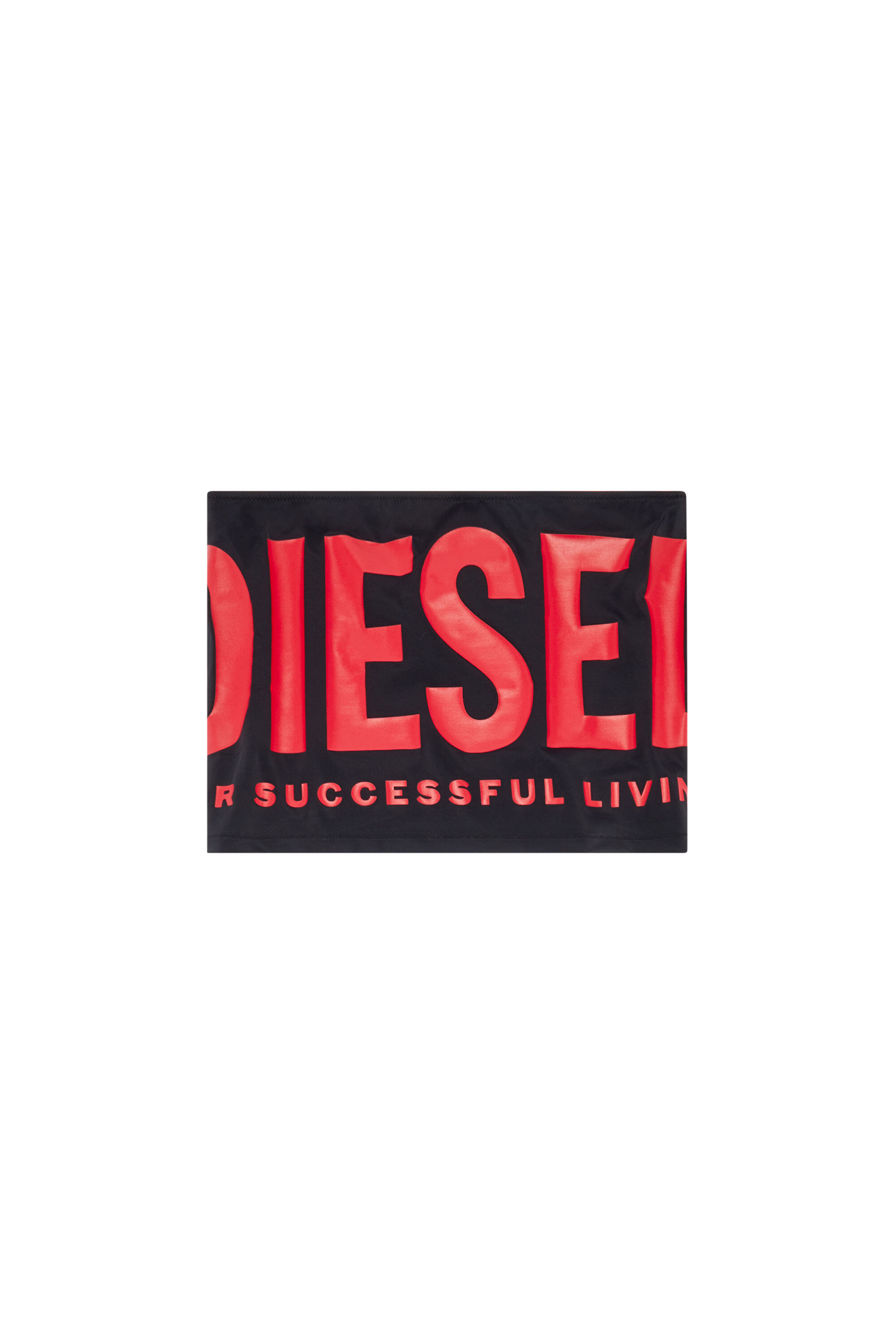 Diesel - BFSK-JASMINE, Woman's Ruched swim skirt with logo print in Black - 4