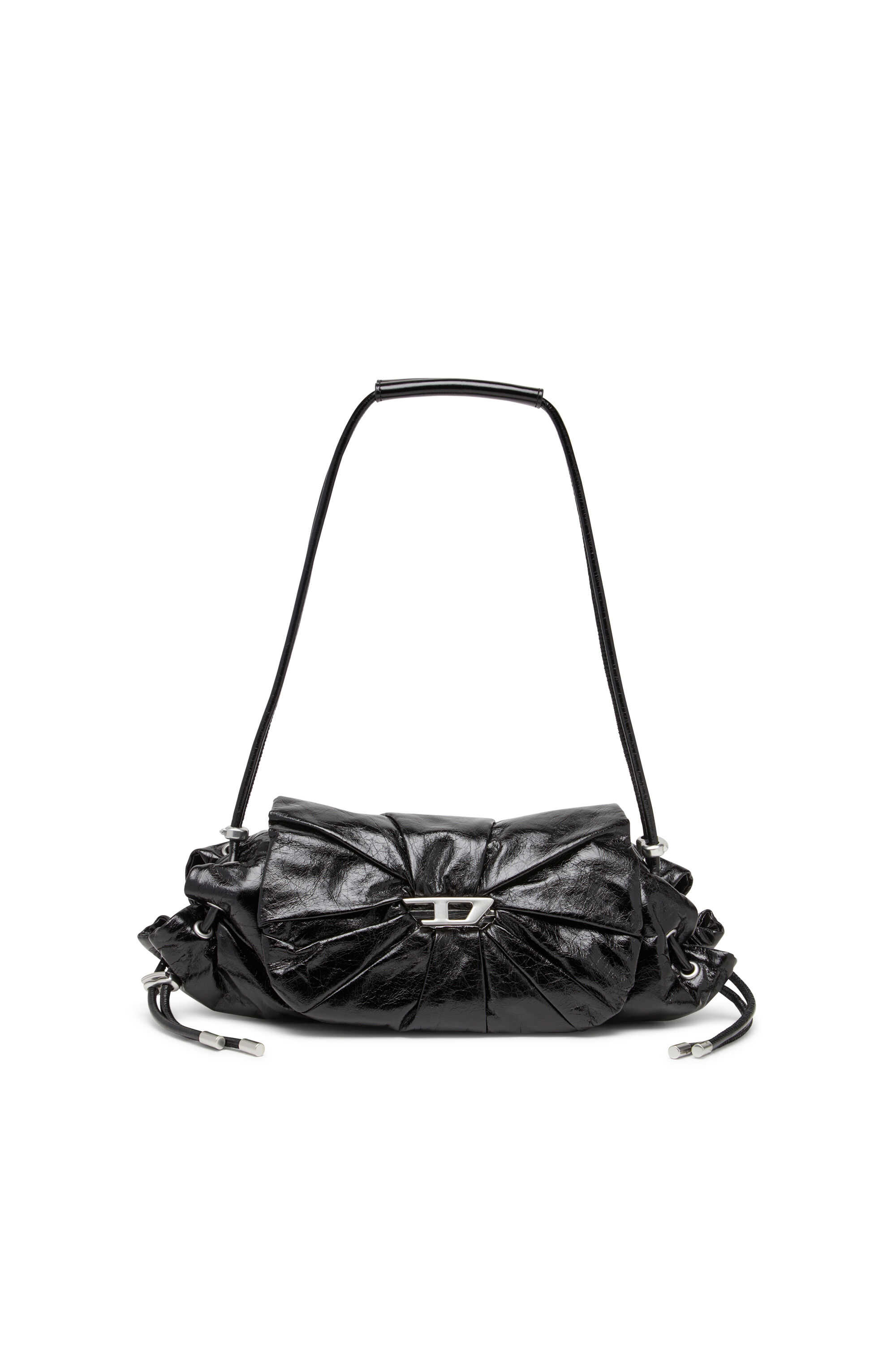 Diesel - SCRUNCH-D SHOULDER S, Scrunch-D S-Bolso de hombro de cuero arrugado Mujer in Negro - 1