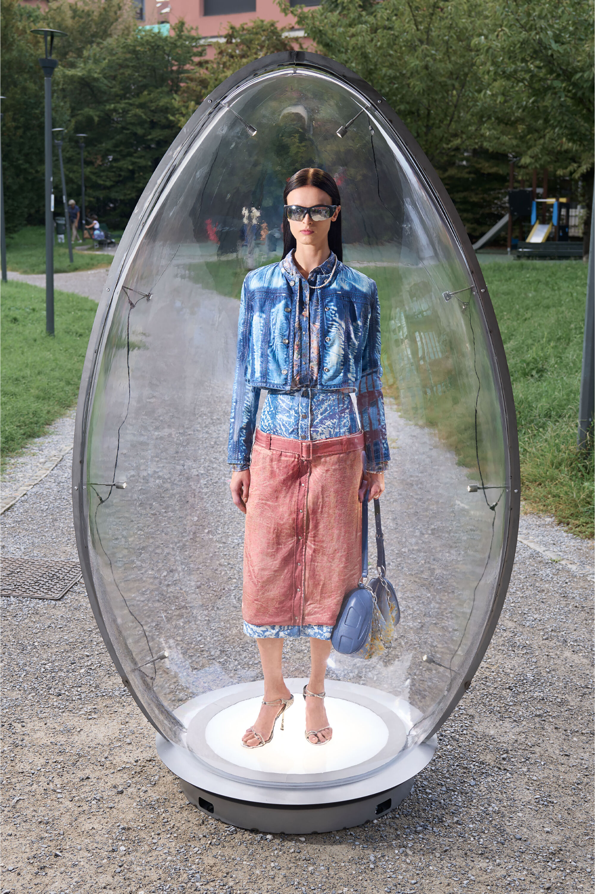 Diesel - O-SSIDO, Falda midi con efecto de capas Mujer in Multicolor - 6