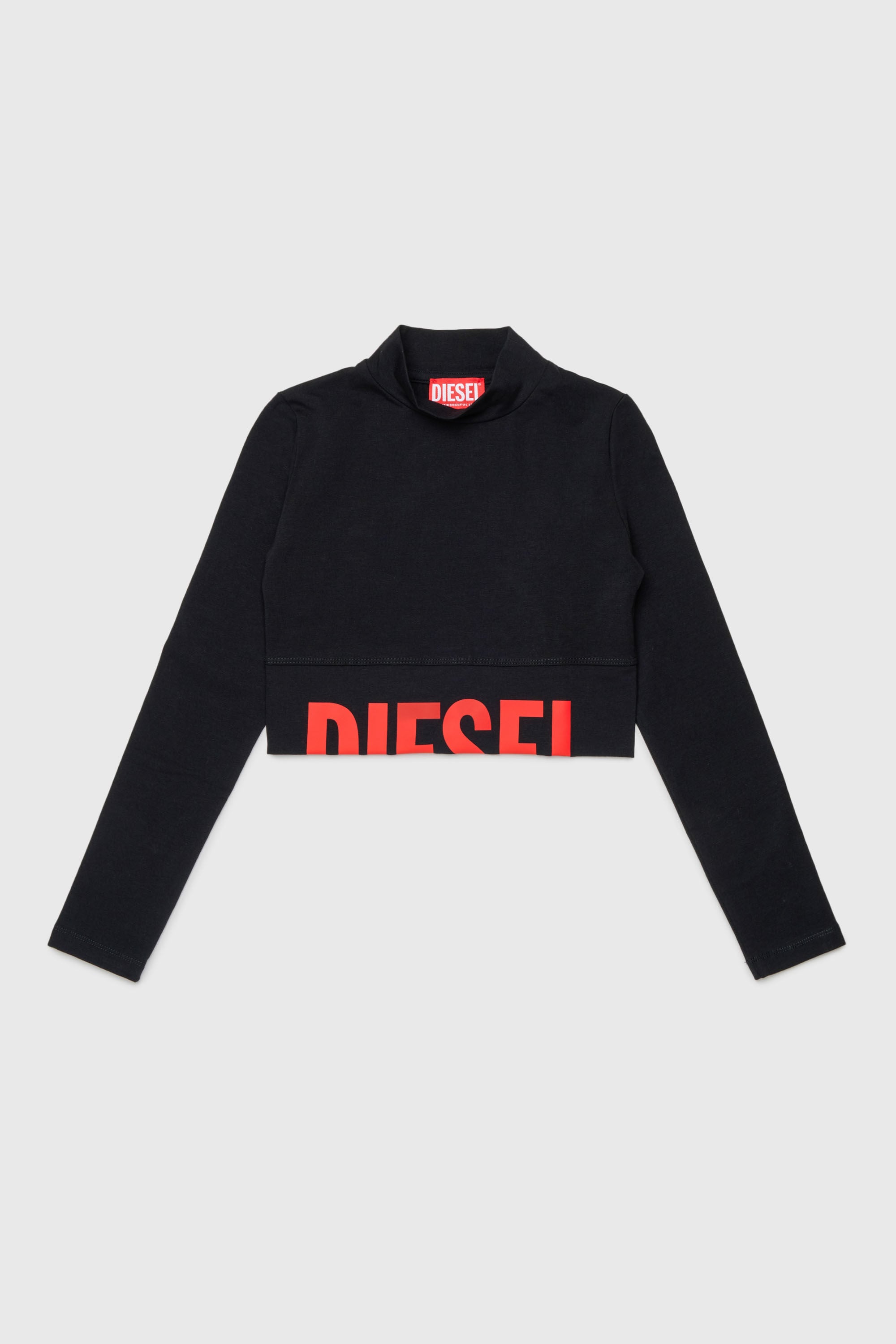 Diesel - TCEFILS, Crop top con logo recortado Mujer in Negro - 1