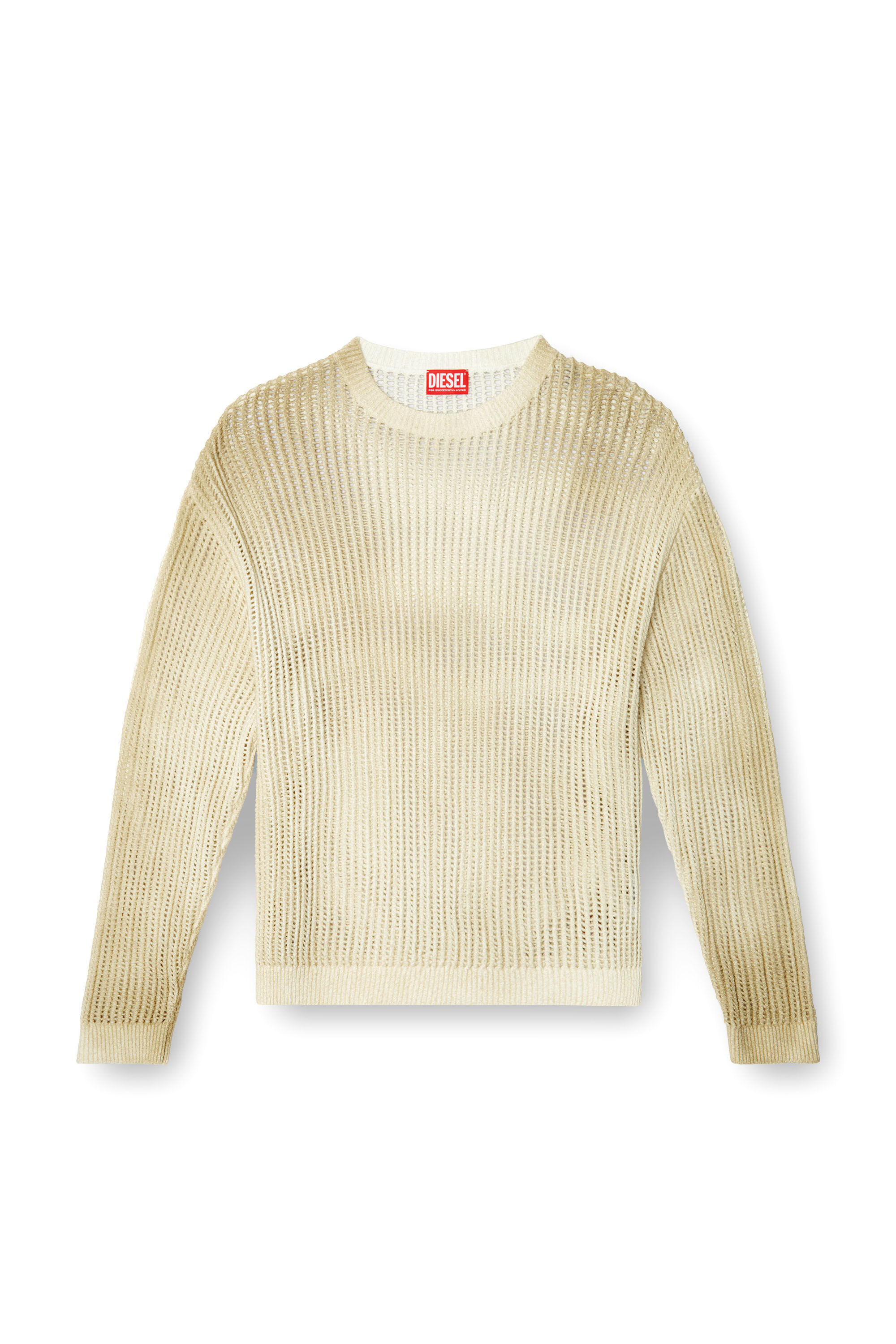 Diesel - K-SKUAT, Suéter de punto abierto con efecto envejecido Hombre in Beige - 2