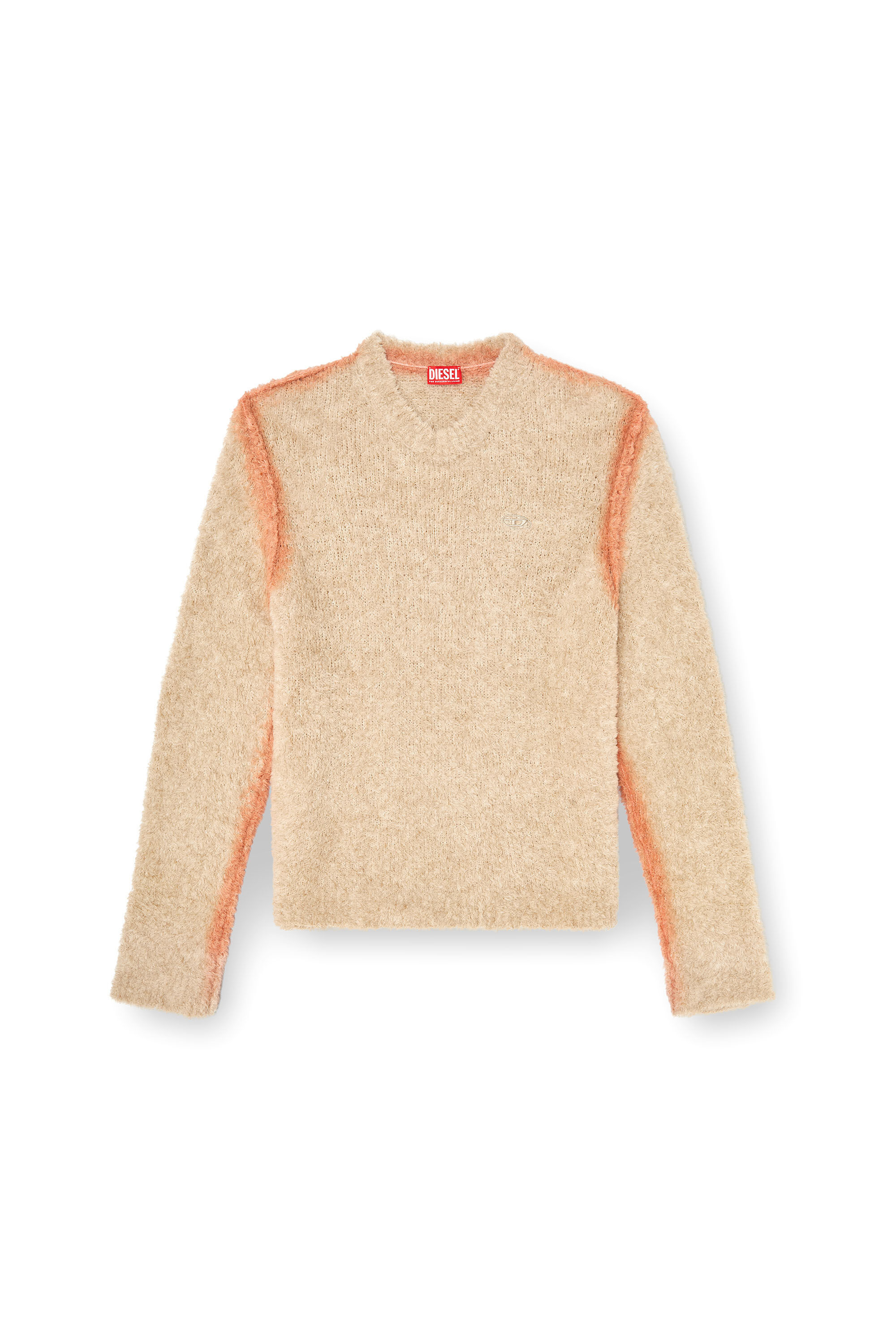 Diesel - K-RIMI, Jersey de mezcla de alpaca con costuras te&ntilde;idas efecto spray Hombre in Marr&oacute;n - 2