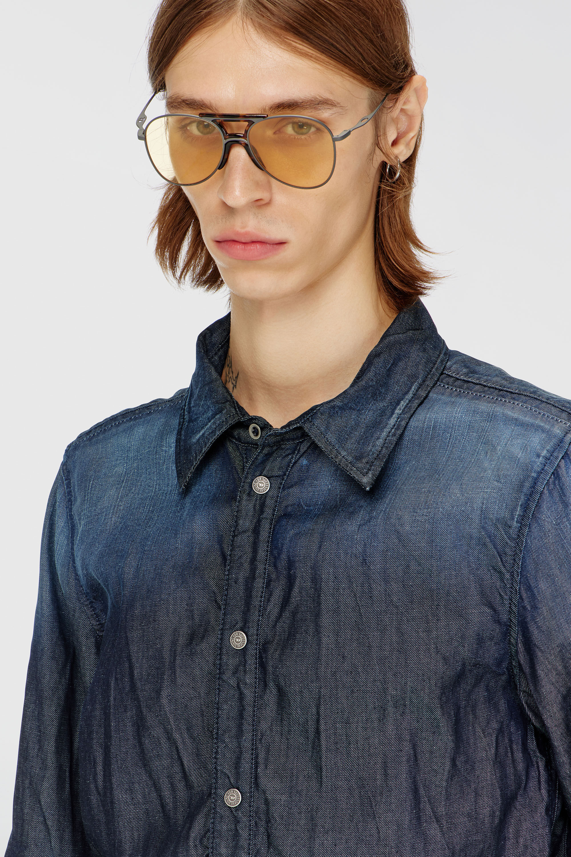 Diesel - D-SYNAR-FSJ1, Camisa de denim arrugado Hombre in Azul marino - 5
