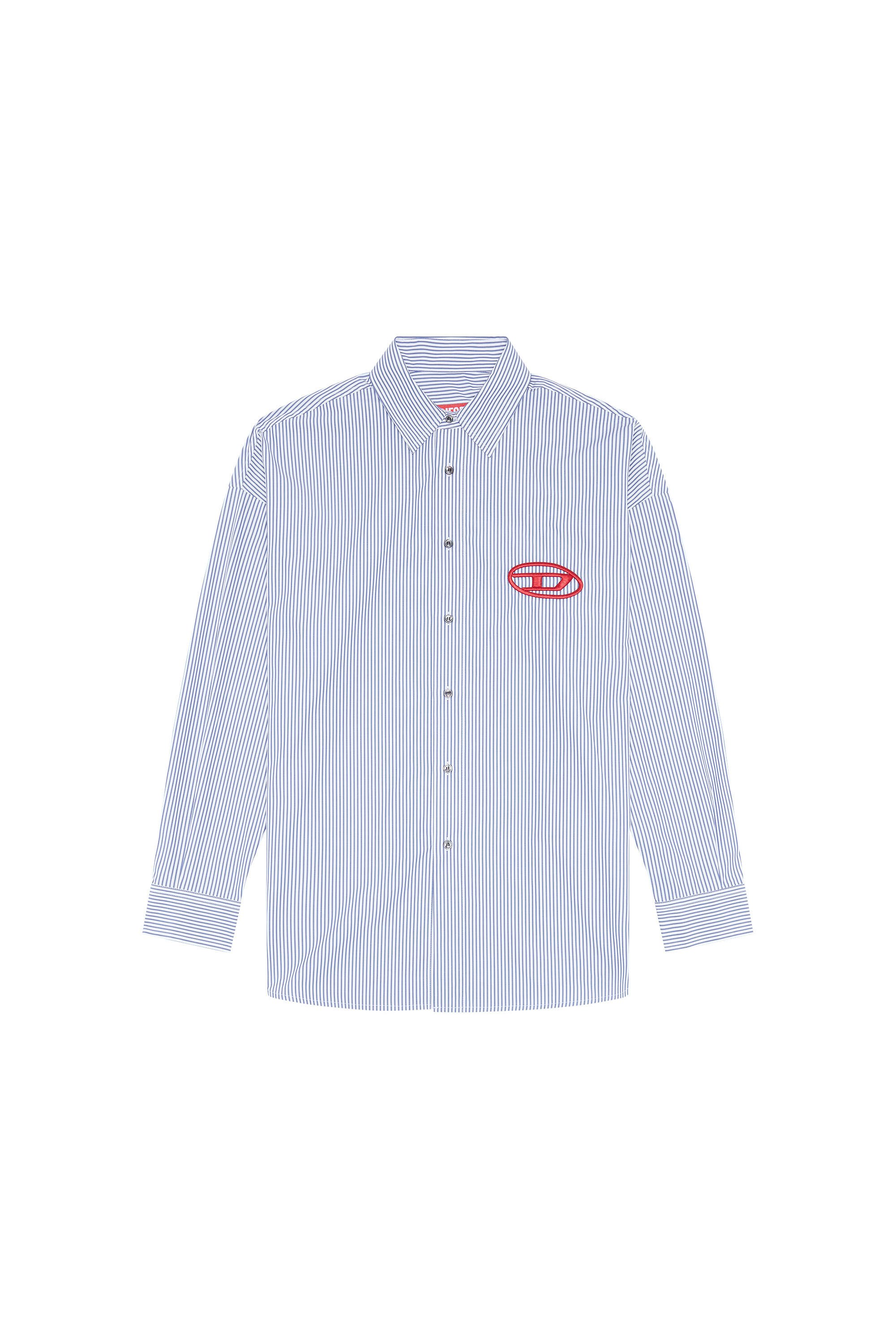 Diesel - S-DOUBER, Man Loose fit shirt with embroidered logo in Blue - Image 2