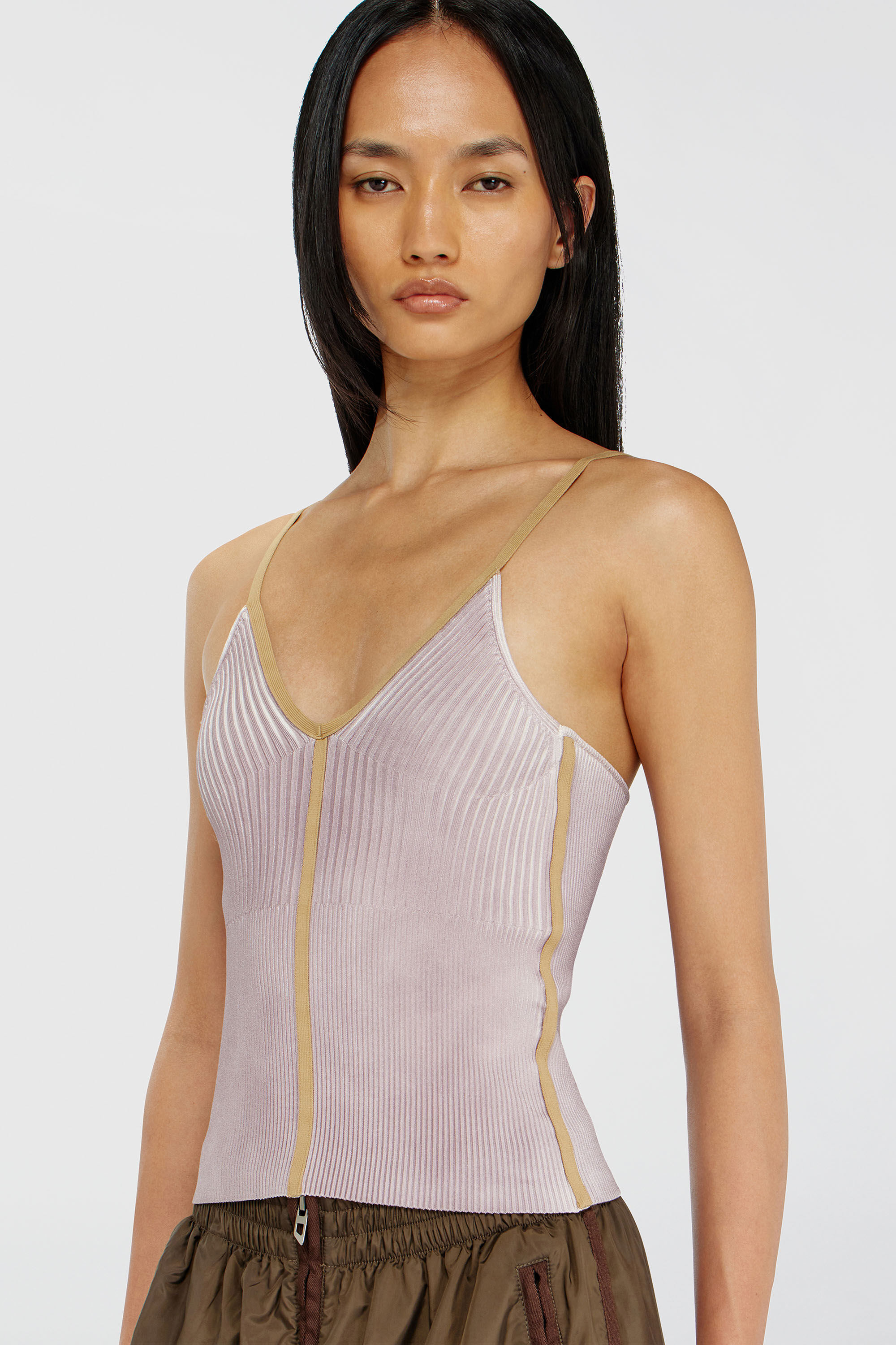 Diesel - M-SARMITE, Top de canal&eacute; con bandas en contraste Mujer in Morado - 5