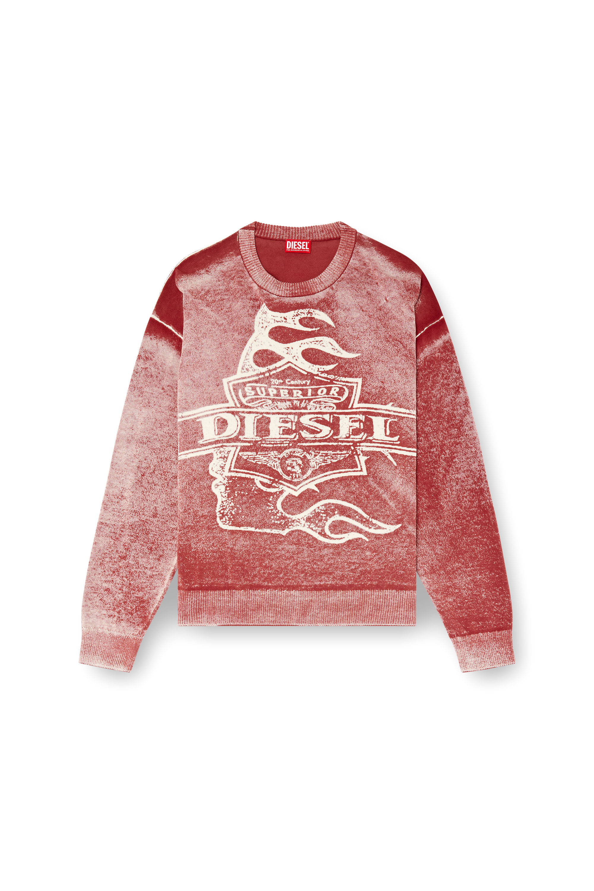 Diesel - K-BELEZ, Jersey con logotipo con estampado invertido Hombre in Rojo - 2