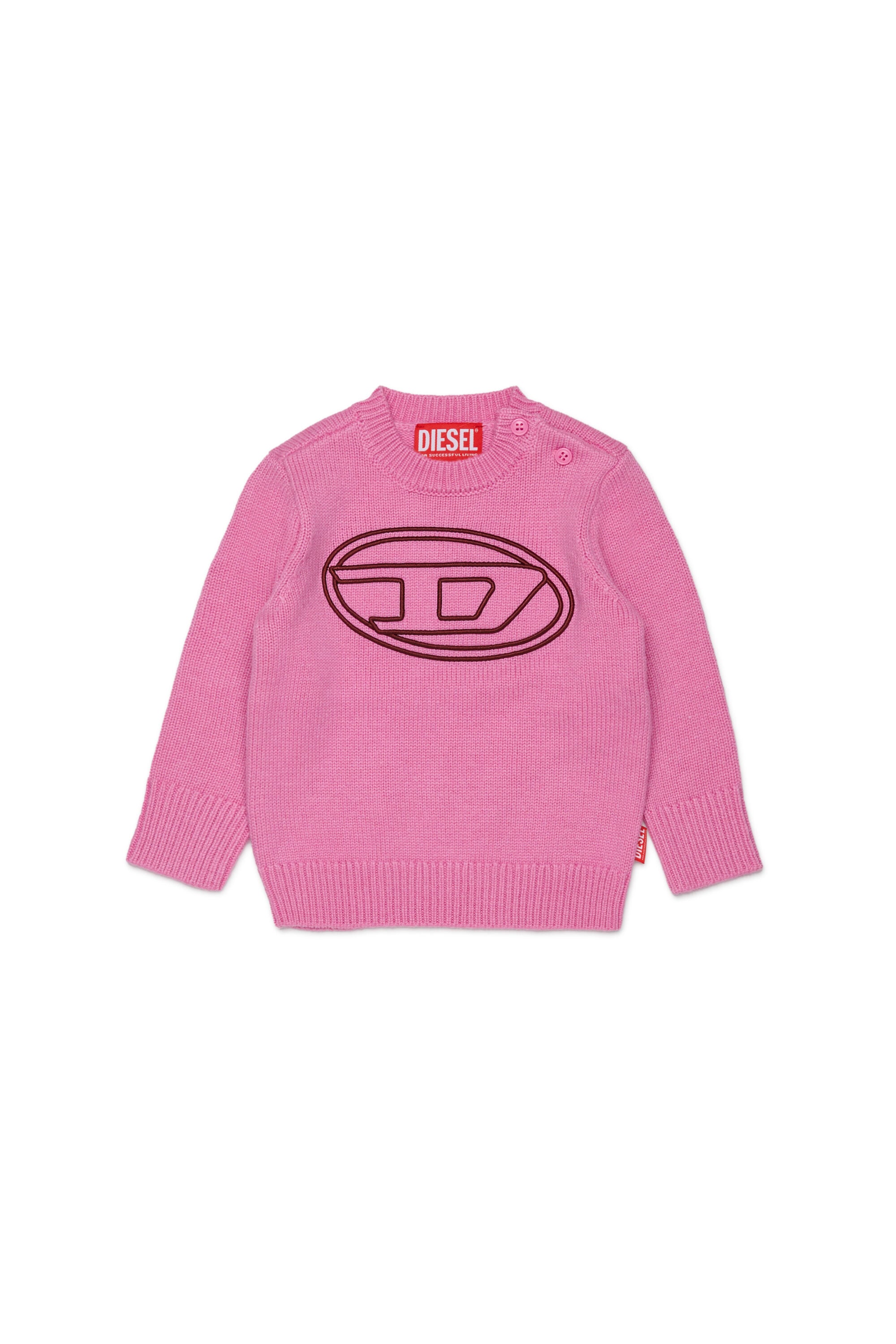 Diesel - KOMYB, Man's Cashmere-enriched jumper with big Oval D in Pink - 1