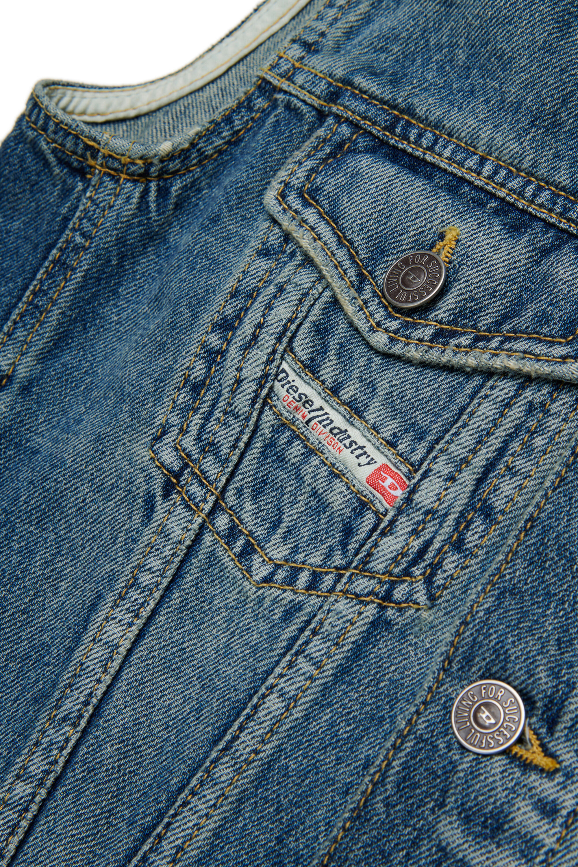 Diesel - JNHILL-OVER-SM, Chaleco de denim tratado con abrasiones Hombre in Azul marino - 4