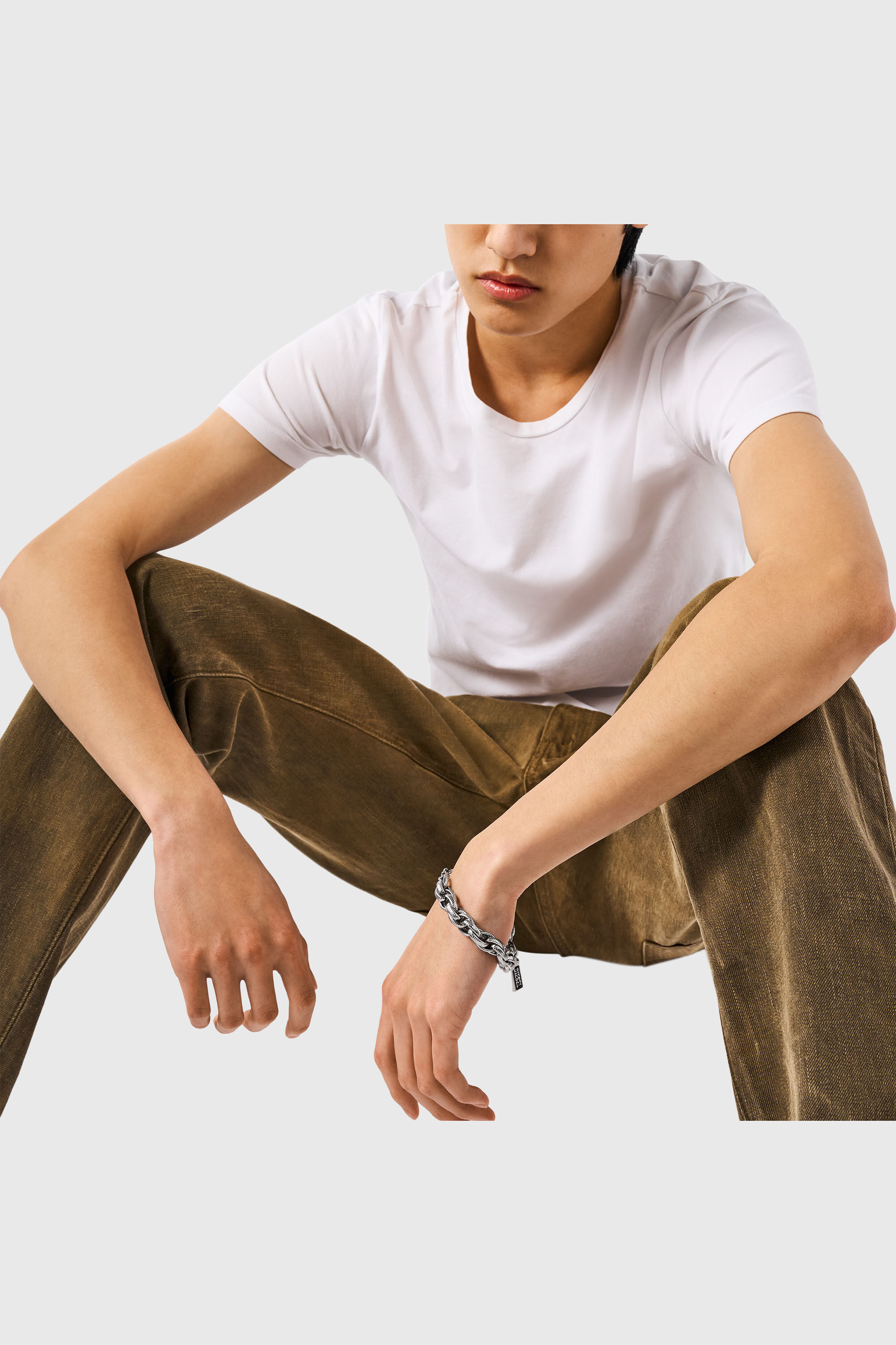 Diesel - DX1514, Pulsera de cadena de &aacute;gata negra Unisex in Plateado - 4