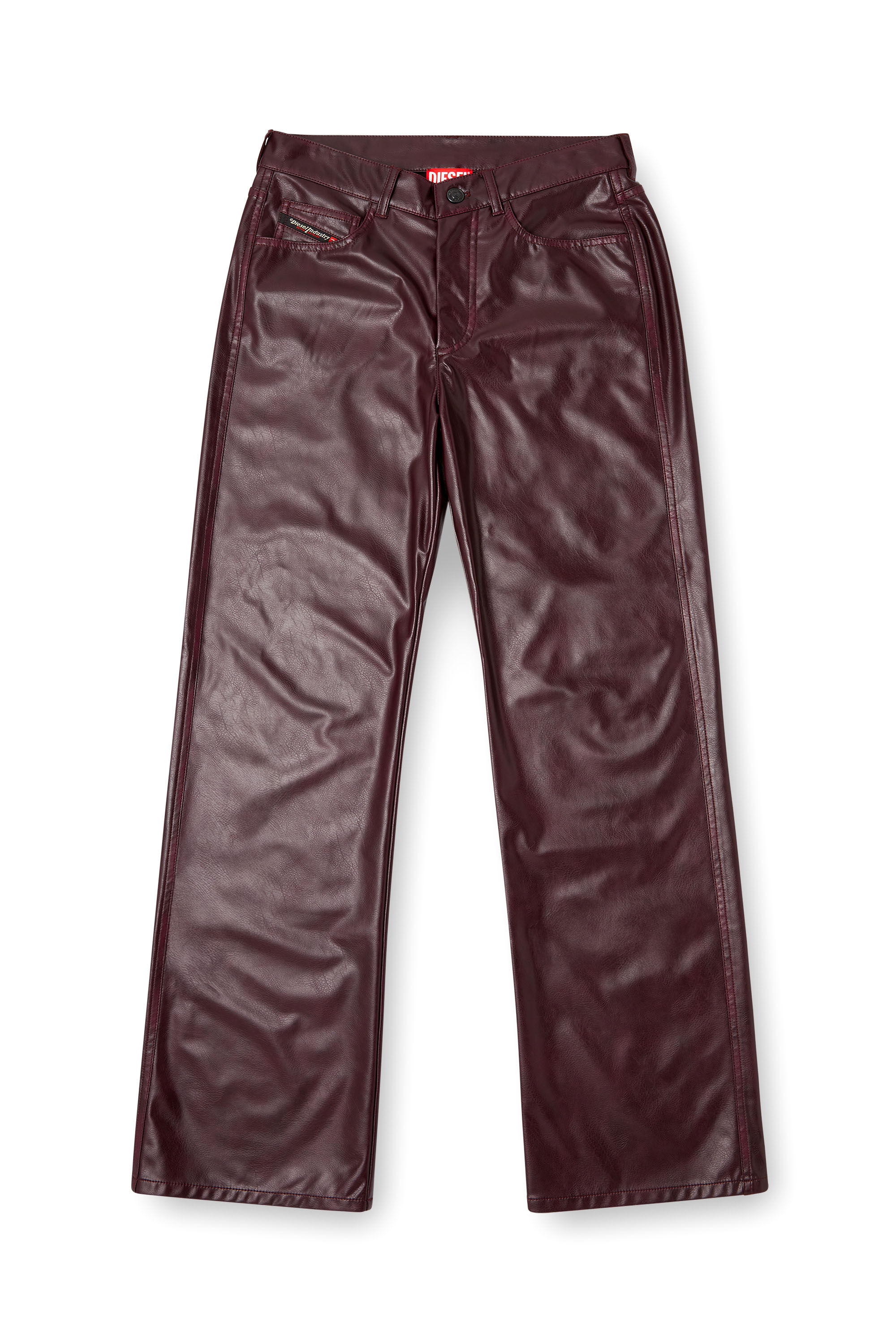 Diesel - FR-P-LAIN, Pantalones burgundy en tejido recubierto Mujer in Rojo - 2