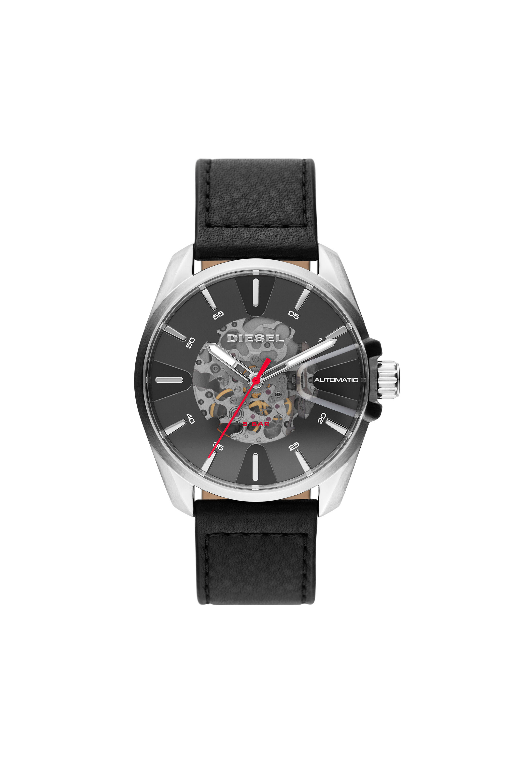 DZ1966 Hombre Reloj MS9 con correa de cuero negro Diesel